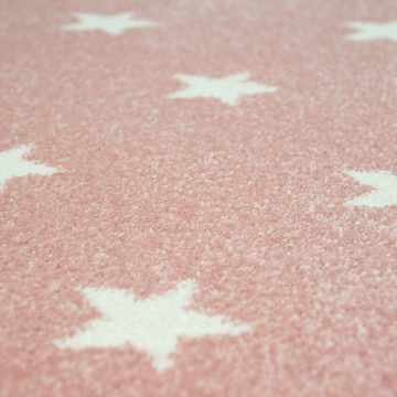 Teppich Kinder Spielteppich Stern I rosa I kleine weiße Sternenmuster, Carpetia, sternförmig, Höhe: 13 mm