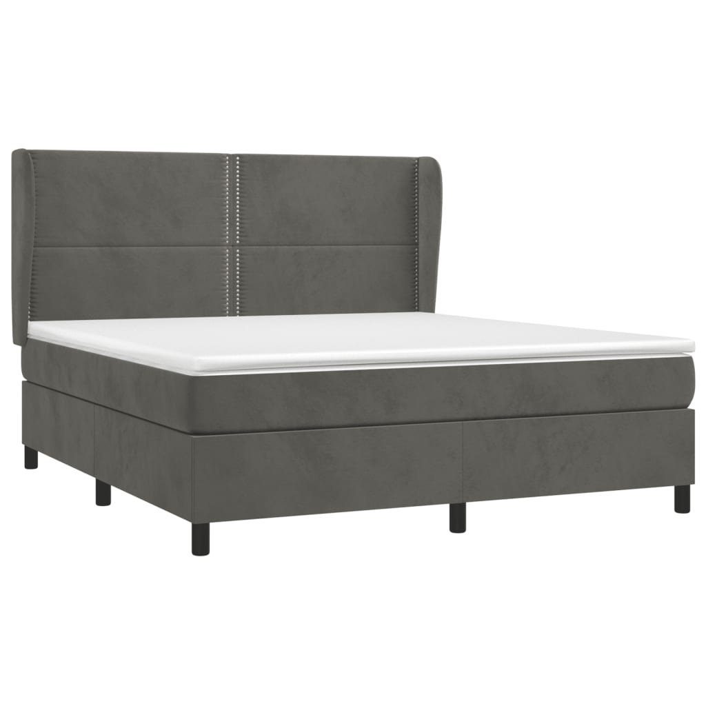 Bett Boxspringbett mit Matratze Dunkelgrau 160x200 cm Samt