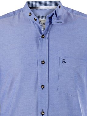 FUCHS Trachtenhemd Hemd Christoph blau mit Stehkragen