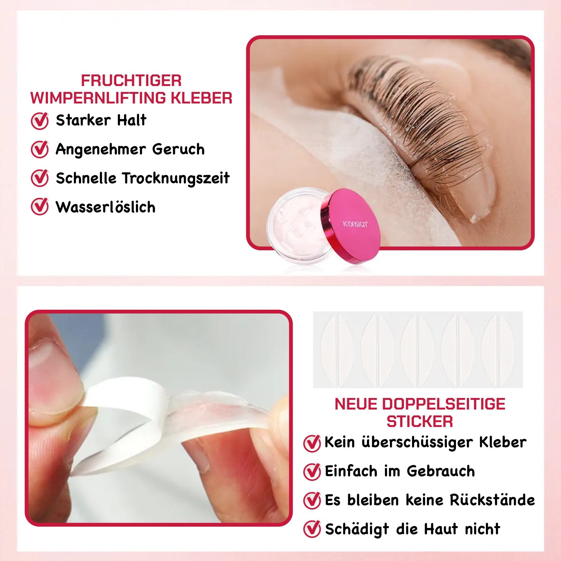 Iconsign Einzelwimpern Wimpernlifting Set der 2 Generation mit Cream Kleber, 1 tlg., Pflegt die Wimpern, Mit neue Creme-Balsam Kleber
