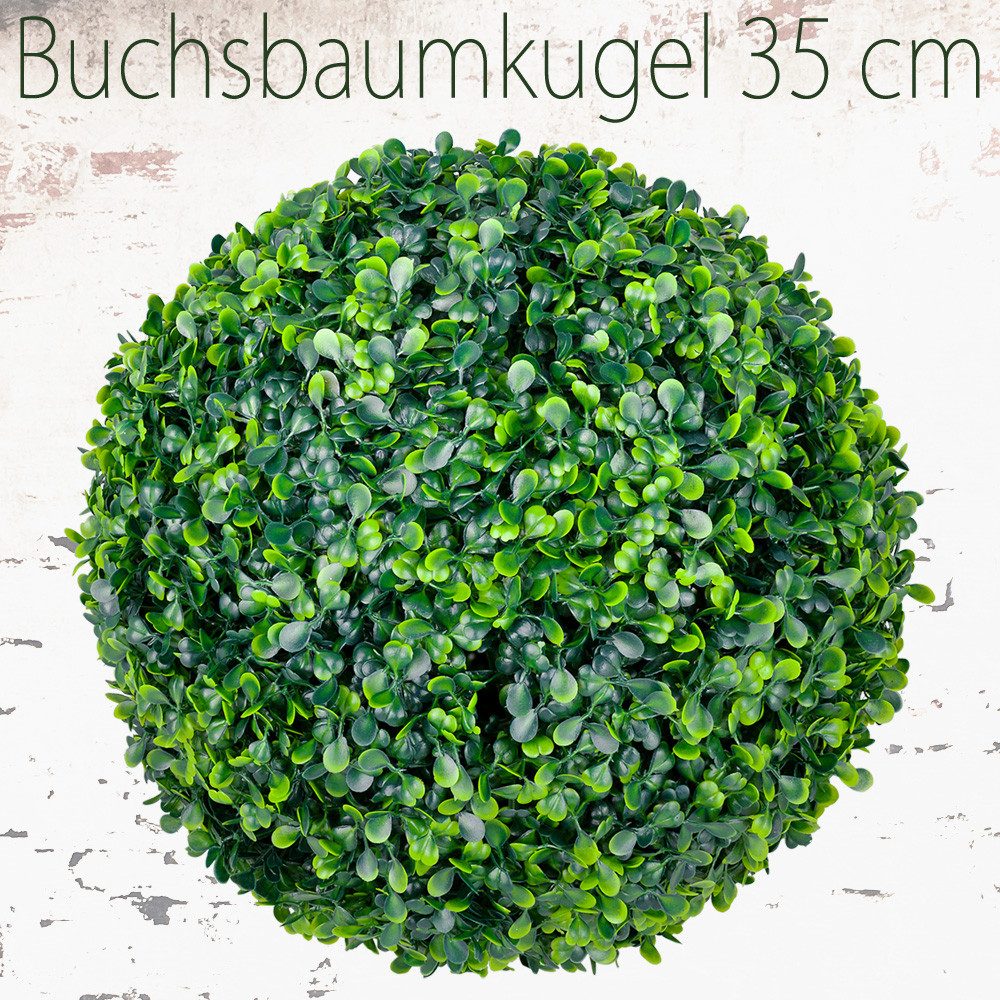 Kunstpflanze Deko Buchsbaum Künstlich Buchsbaumkugel Buchskugel 35 cm Kunstpflanze, Decovego