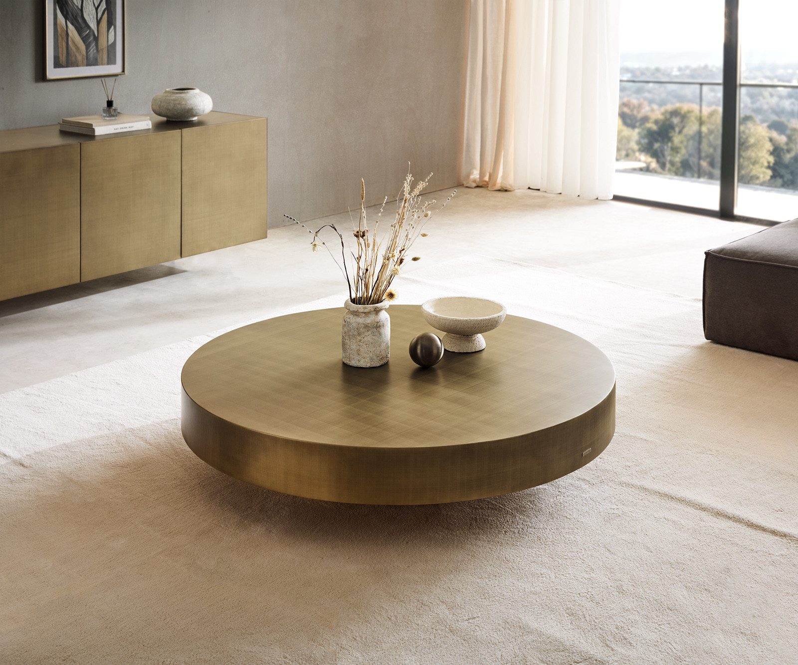 DELIFE Couchtisch Ryo, Metallic Gold 120x30 cm