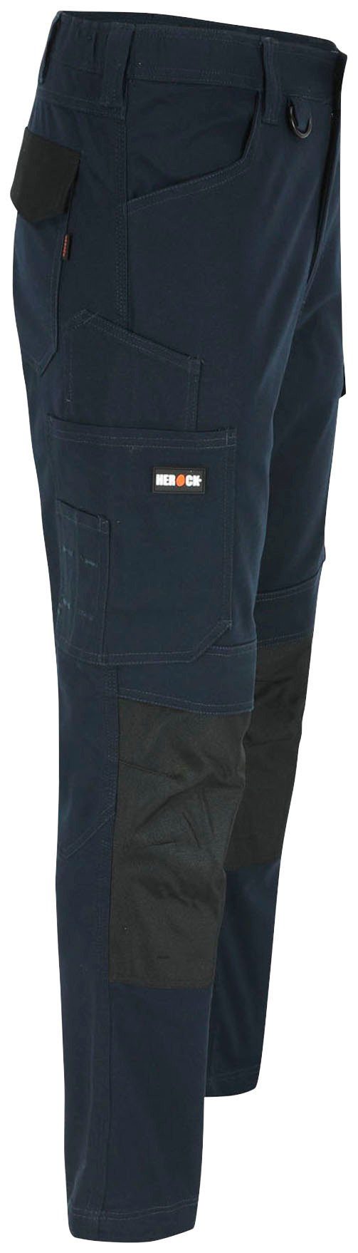 Herock Arbeitshose DERO Slim marine Fit Multi-Pocket, wasserabweisend 2-Wege-Stretch, Passform