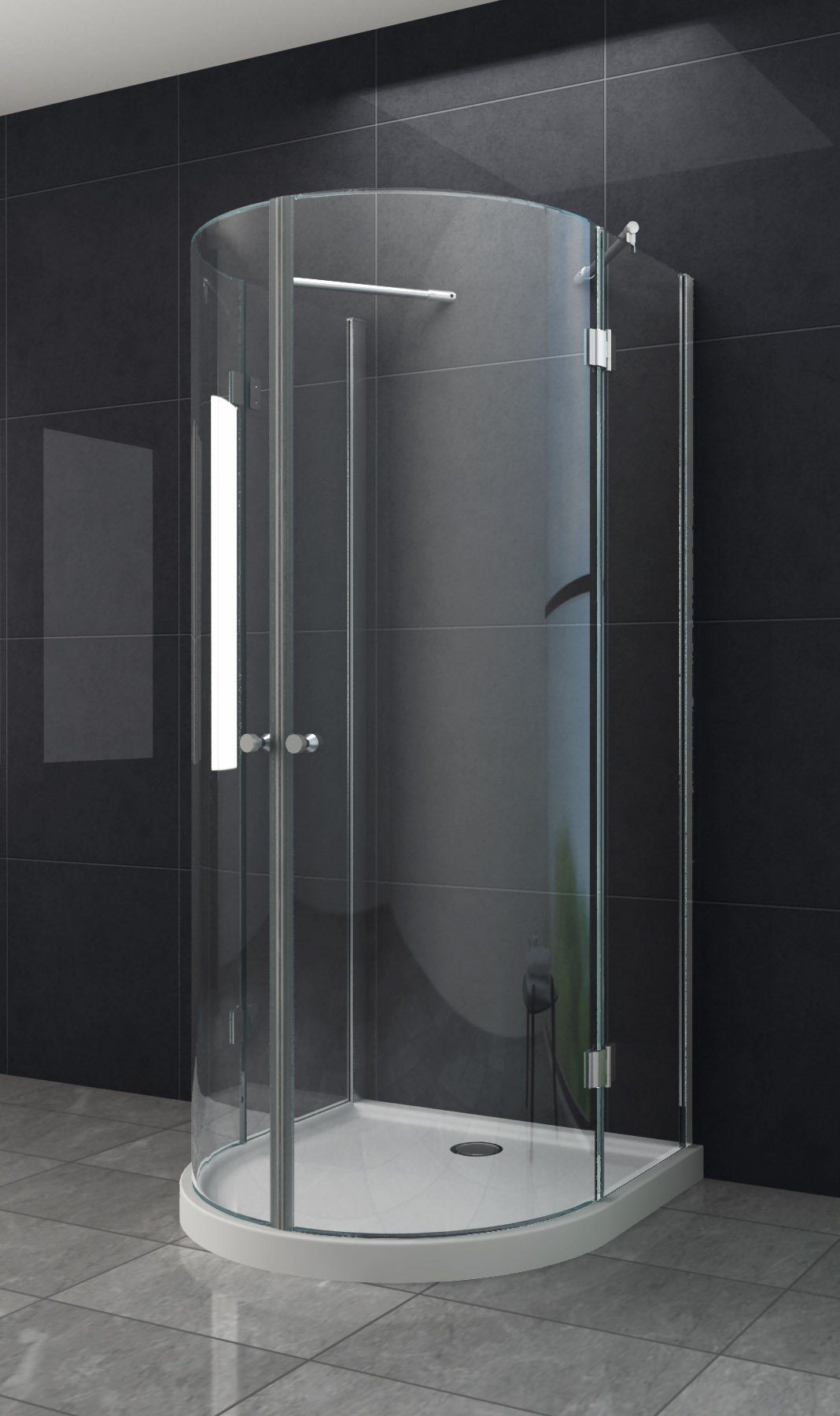 Home Systeme Runddusche BEN U Form Duschkabine Dusche Duschwand Duschabtrennung Duschtür ESG, BxT: 80x80 cm