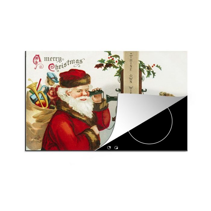MuchoWow Herdblende-/Abdeckplatte Kunst - Weihnachten - Weihnachtsmann Vinyl (1 tlg) Ceranfeldabdeckung für die küche Induktionsmatte