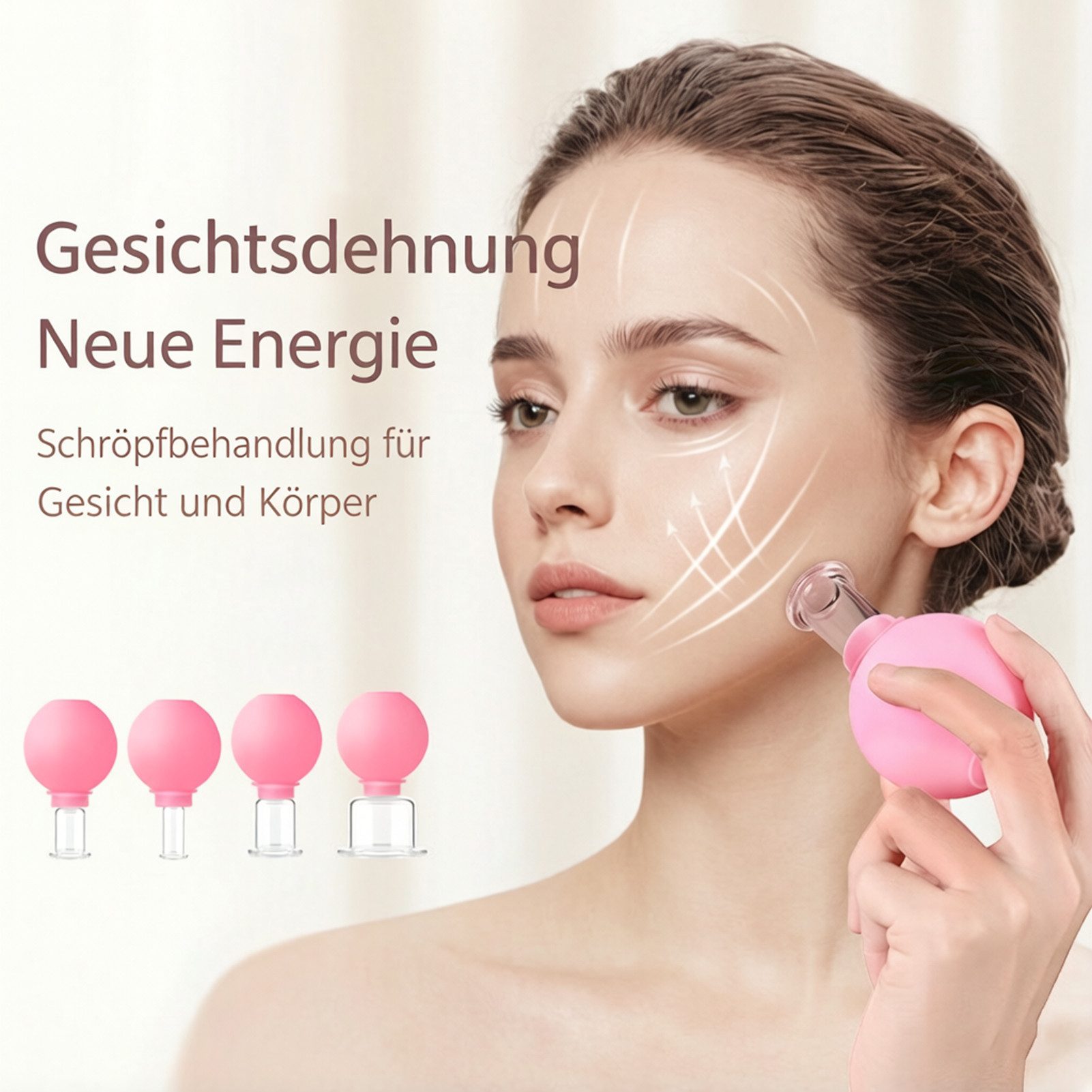 Jumpeak Vakuum-Massager Schröpfgläser,Massagegerät,Schönheitspflege,Flame-Free-Design, Eine Packung mit vier verschiedenen Größen,Silikon + Plexiglas
