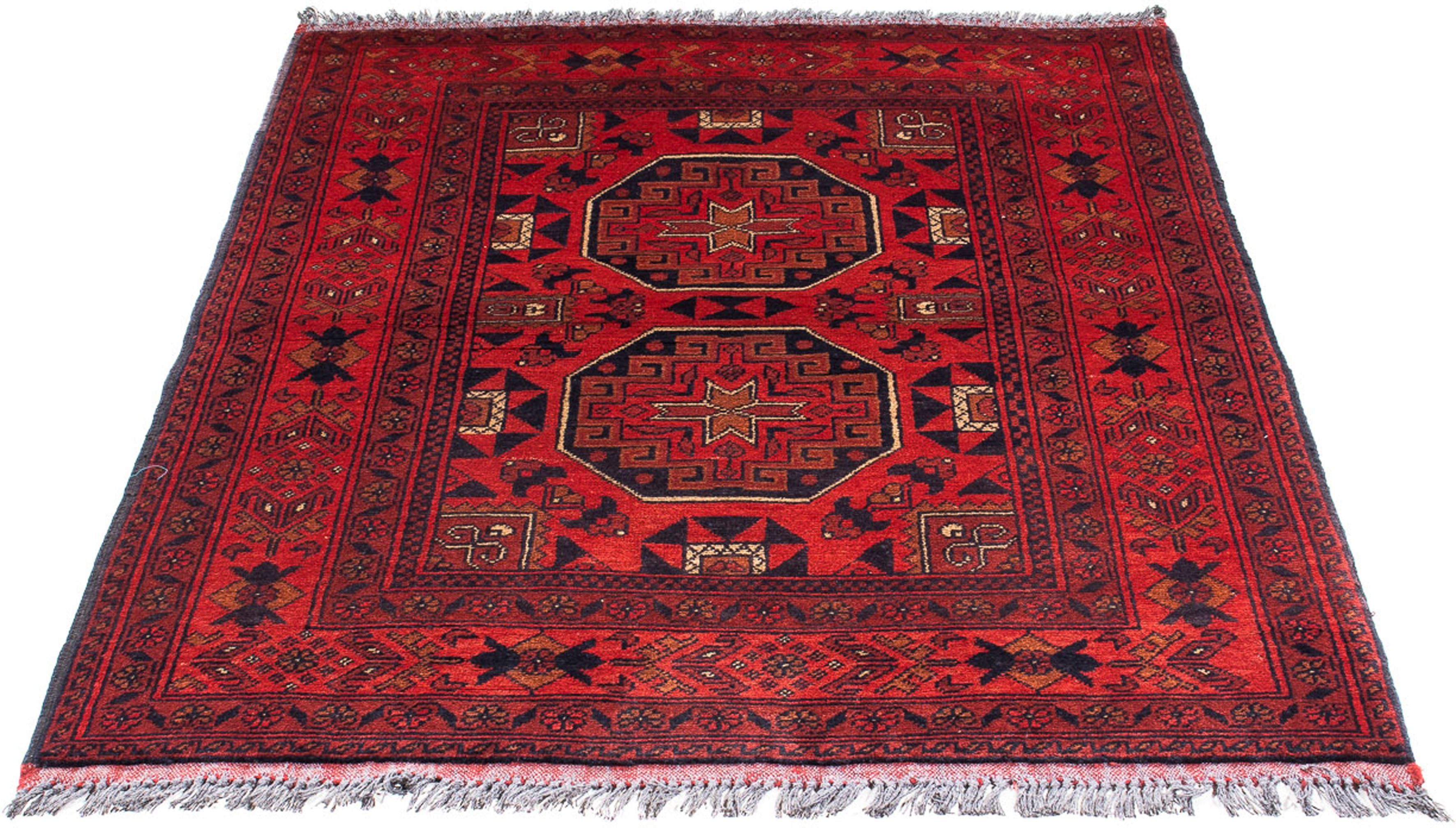 Orientteppich Afghan - Kunduz - 146 x 102 cm - dunkelrot, morgenland, rechteckig, Höhe: 7 mm, Wohnzimmer, Handgeknüpft, Einzelstück mit Zertifikat