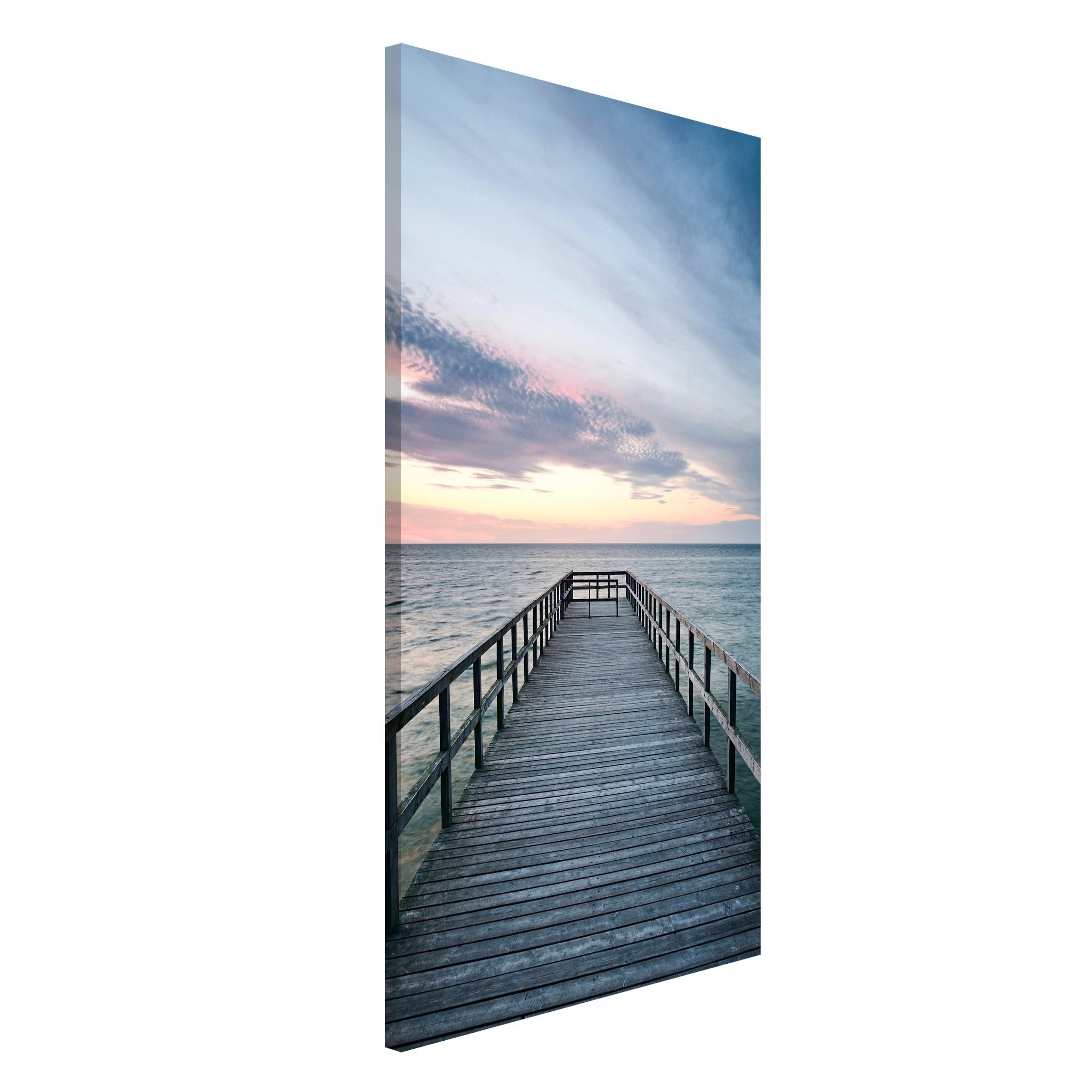 Bilderdepot24 Magnettafel Küche blau Steg Promenade, (1-tlg., Magnetboard Pinnwand für die Wand - metallische Tafel für Magnete), Magnetwand groß mit Motiv Büro Memoboard magnetisch Querformat