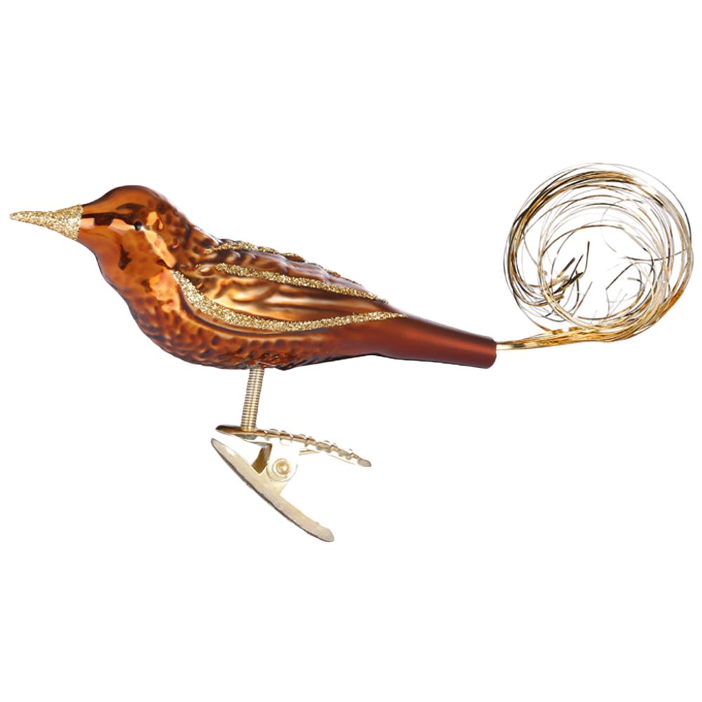 INGE-GLAS® Christbaumschmuck Goldschwanz 10cm Vogel, haselnuss (1-tlg), mundgeblasen, handbemalt