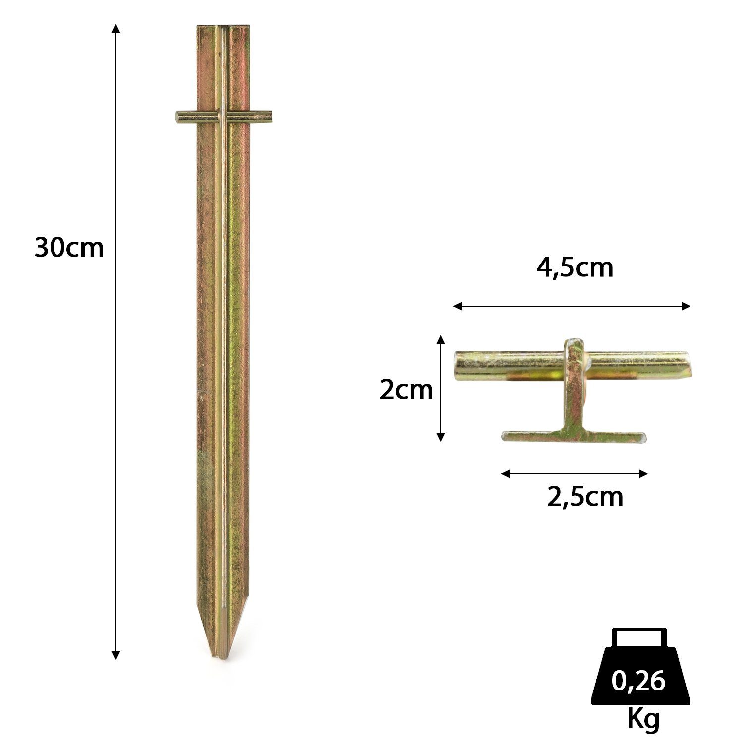 Moritz Zelthering 4x T-Profil Stahl Hering 30 cm, (Set), Erdnagel Zelthering Erdanker Bodenanker Zeltbefestigung