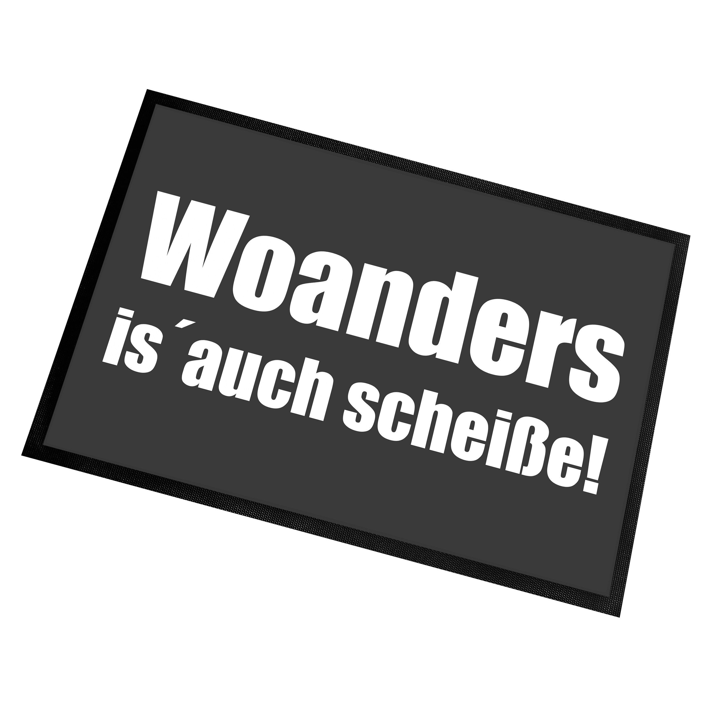 Fußmatte Schmutzfangmatte mit Spruch Woanders is´auch scheiße!, Herzbotschaft, rechteckig, 40 x 60 cm, 2 mm hoch, bei 40 °C waschbar