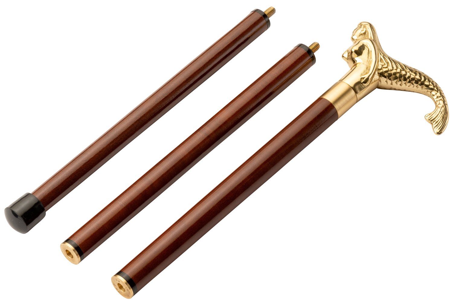 Stockshop Gehstock Reisetock mit Jutetasche, Hartholz, Wanderstock, teilbar, Geheimfach