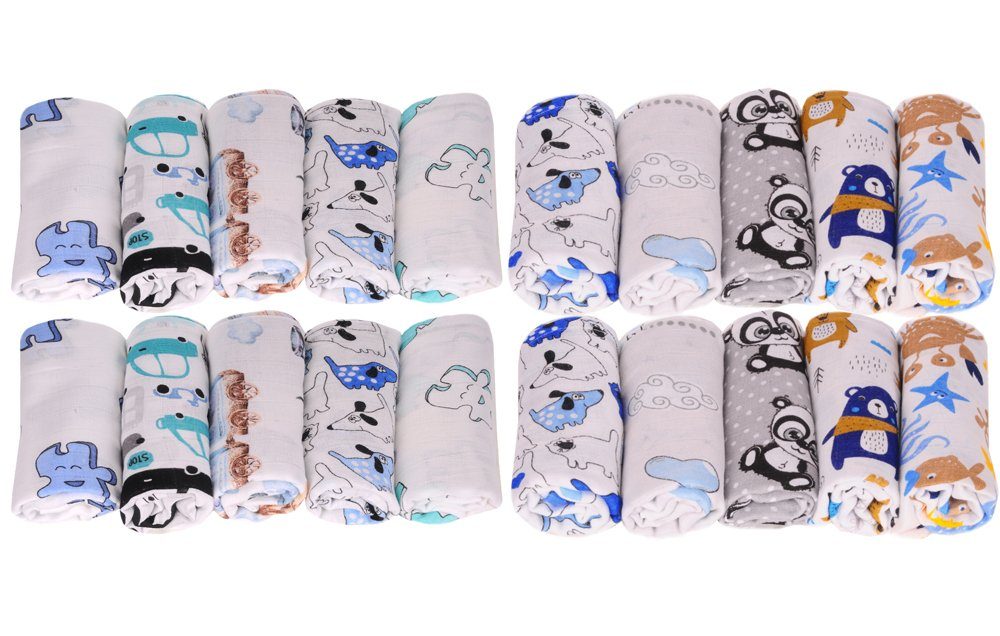 La Bortini Stoffwindeln Spucktücher 20er Pack Baby Stoffwindeln Mullwindeln Babytücher, aus reiner Baumwolle, 20 Stück Packung, mix Farben