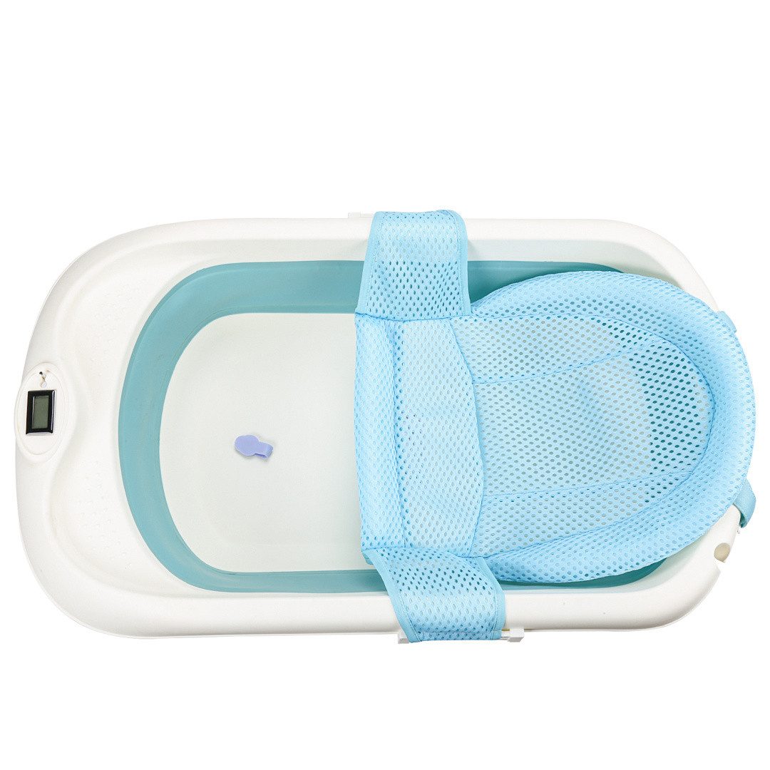 Clanmacy Babybadewanne Babybadewanne faltbar mit Thermometer & Badenetz, Platzsparend