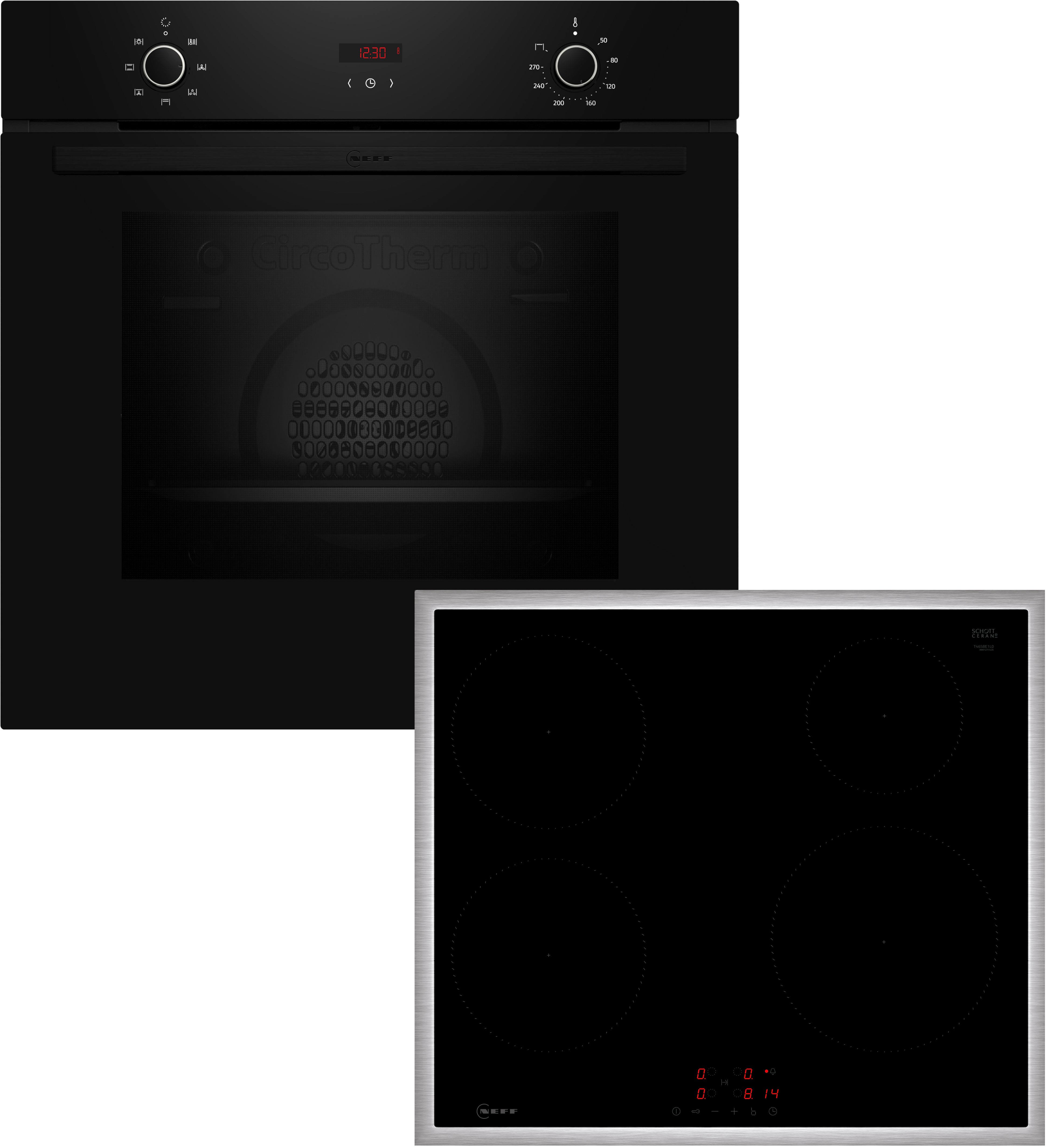 NEFF Backofen-Set BX36IB0, mit Teleskopauszug nachrüstbar, CircoTherm® zum Backen auf 3 Ebenen & Powerstufe für schnelle Hitze