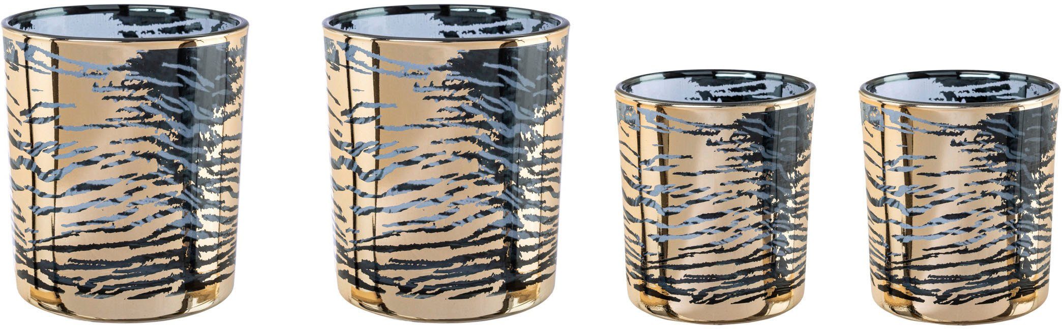 Online-Versandhandel Creativ home Windlicht St), Teelichthalter (Set, aus LEOPARD Kerzenhalter Glas 4