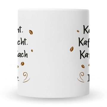 GRAVURZEILE Tasse mit Spruch Kaffee redet nicht, Keramik, Farbe: Weiß