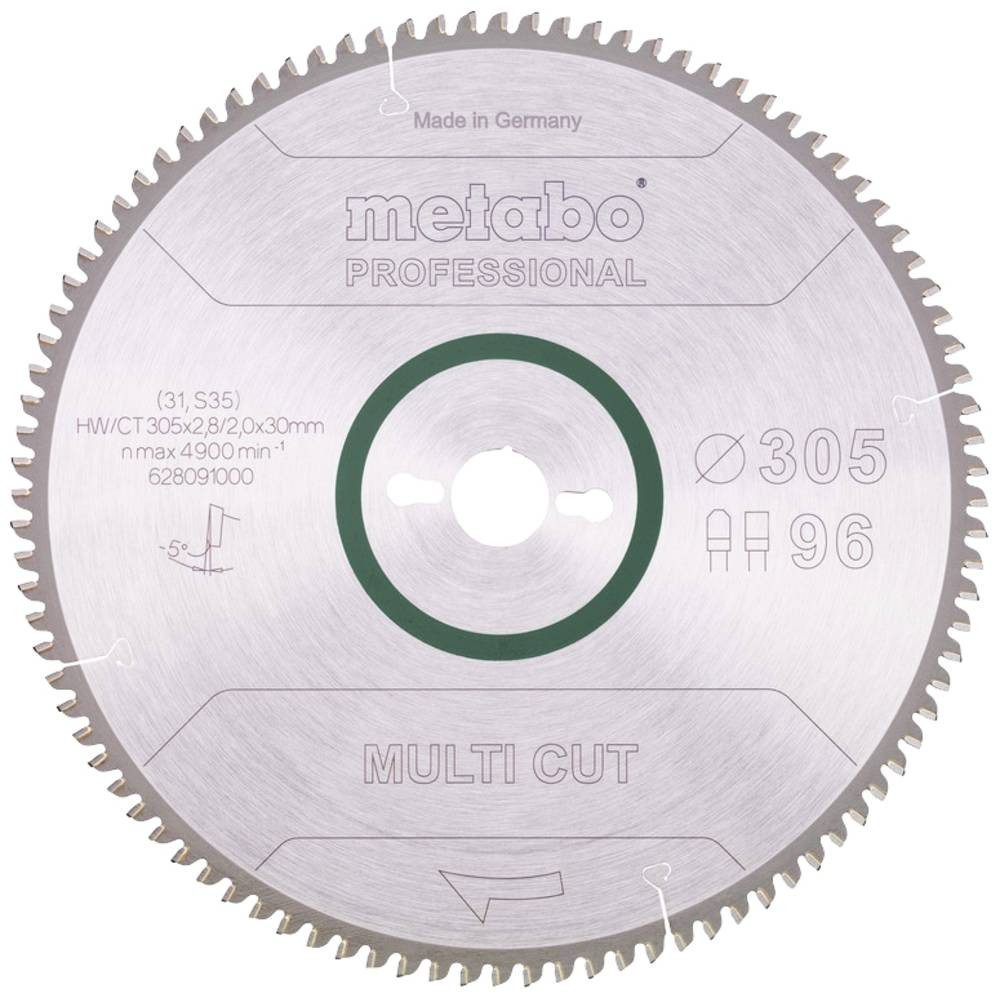 metabo Kreissägeblatt Hartmetall-Kreissägeblatt "multi cut" HW/CT 305x30 96 FZ/TR5 628091000