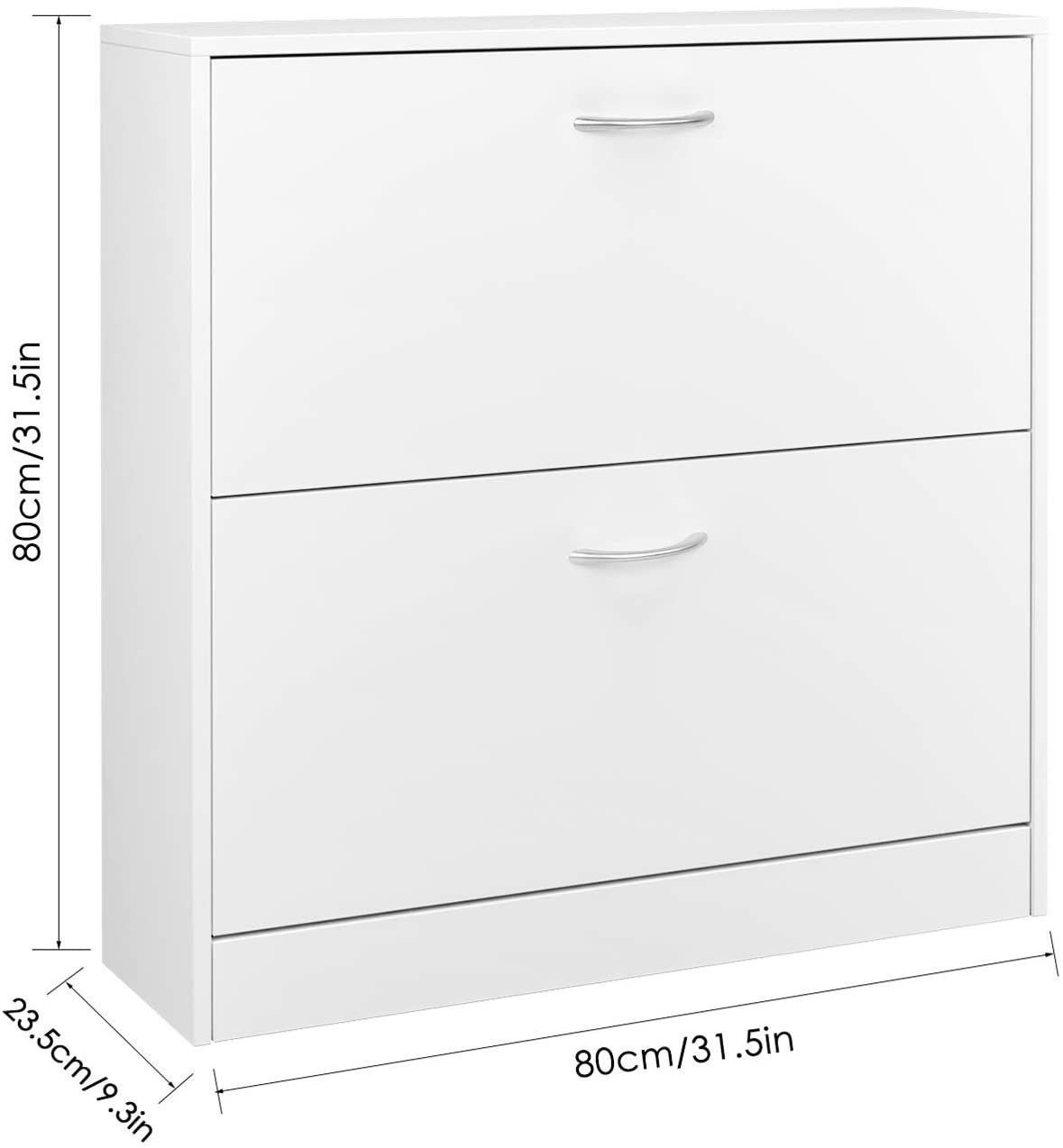 Homfa Schuhschrank mit 2/3 Klappen Schuhregal (1-St) Schuhkipper weiß 2 Türen/3Türen 80/100 x 80 x 23.5cm
