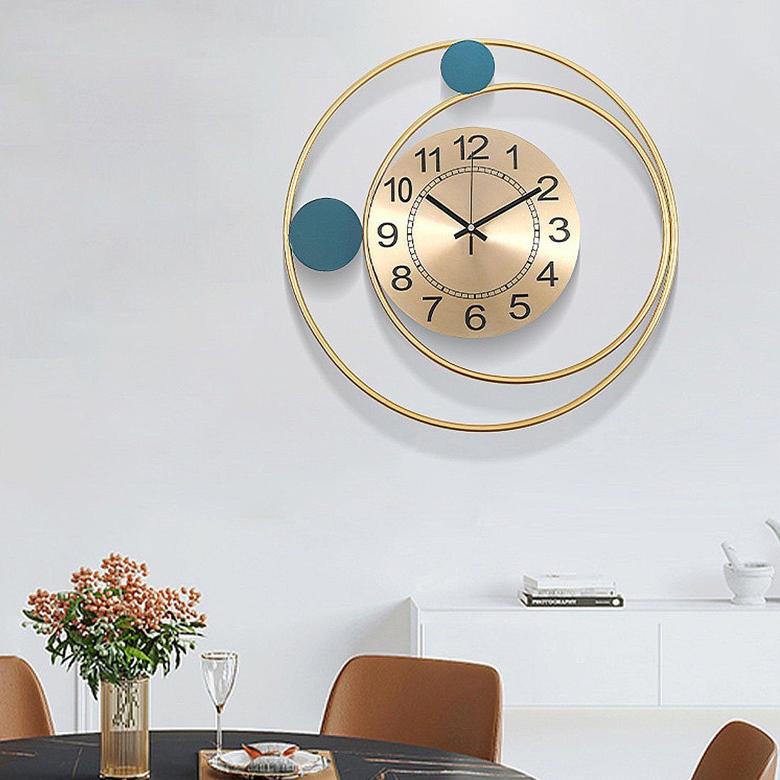 DÖRÖY Eisen, kreative Uhr dekorative aus moderne runde Wanduhr Wanduhr, Wanduhr 42cm