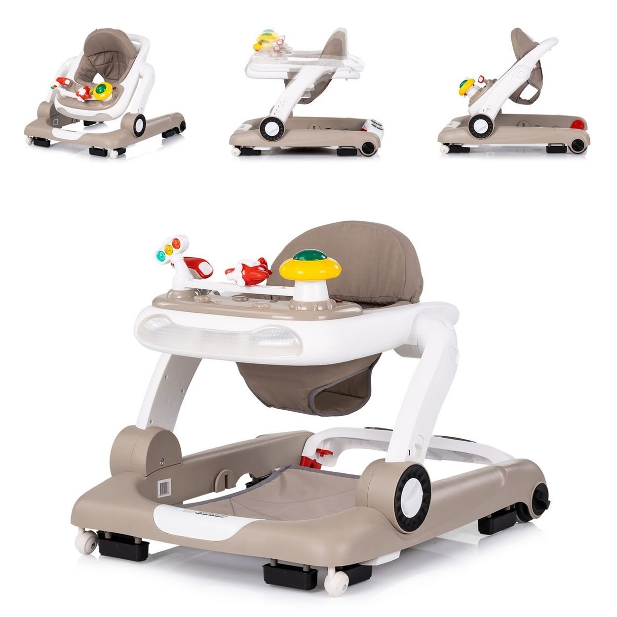 Chipolino Lauflernhilfe little Explorer 4 in 1, Musikpanel, Activity-Center, Silikon-Stopper, höhenverstellbar