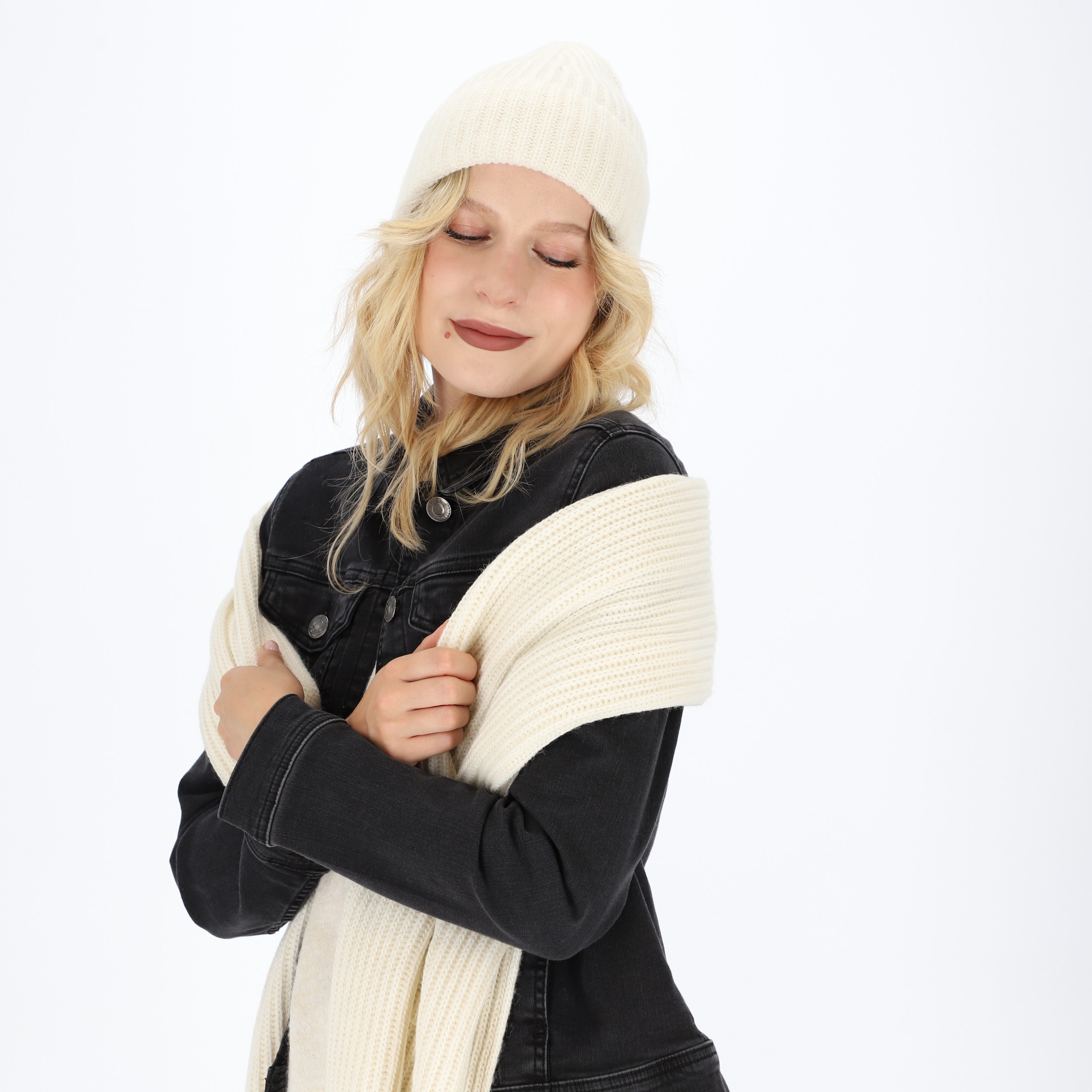 Strickschal Schal mit Rippe