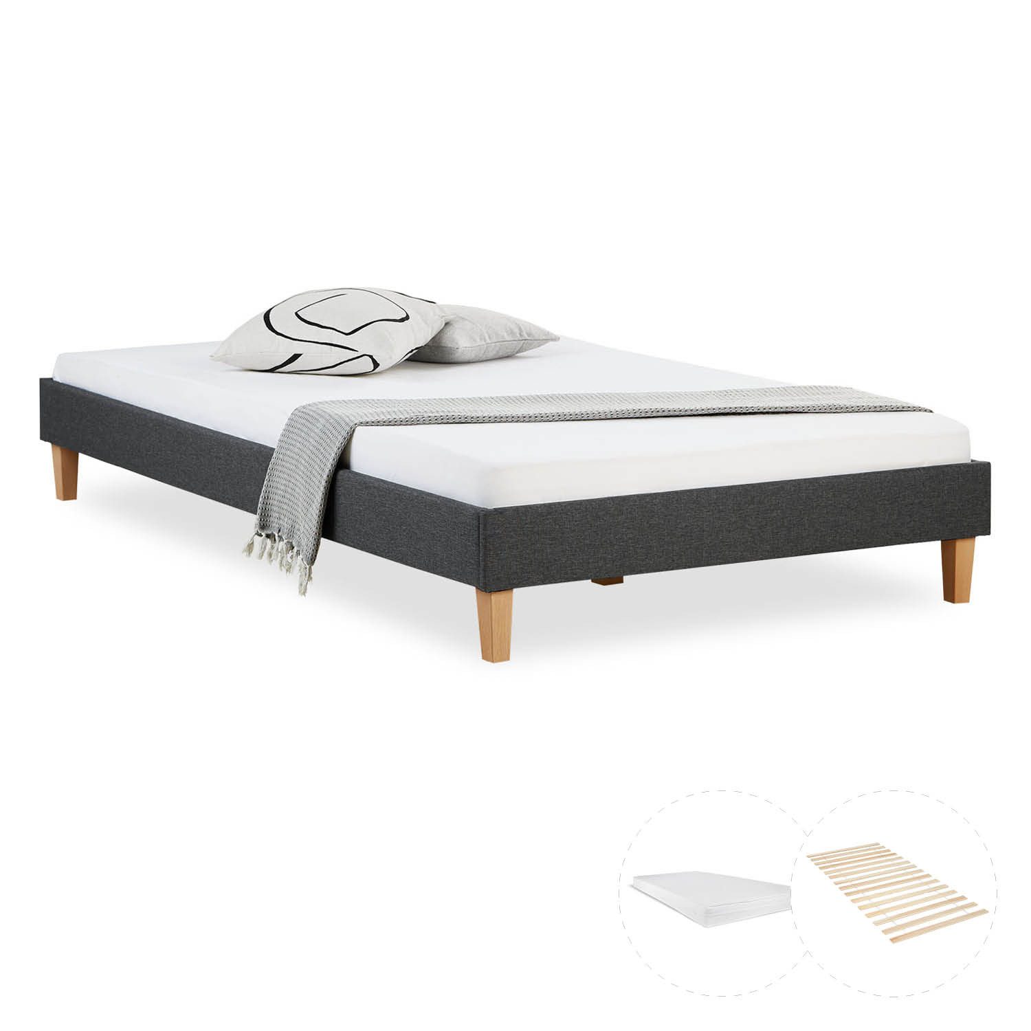 Homestyle4u Polsterbett 120x200 Doppelbett Grau Bett günstig online kaufen