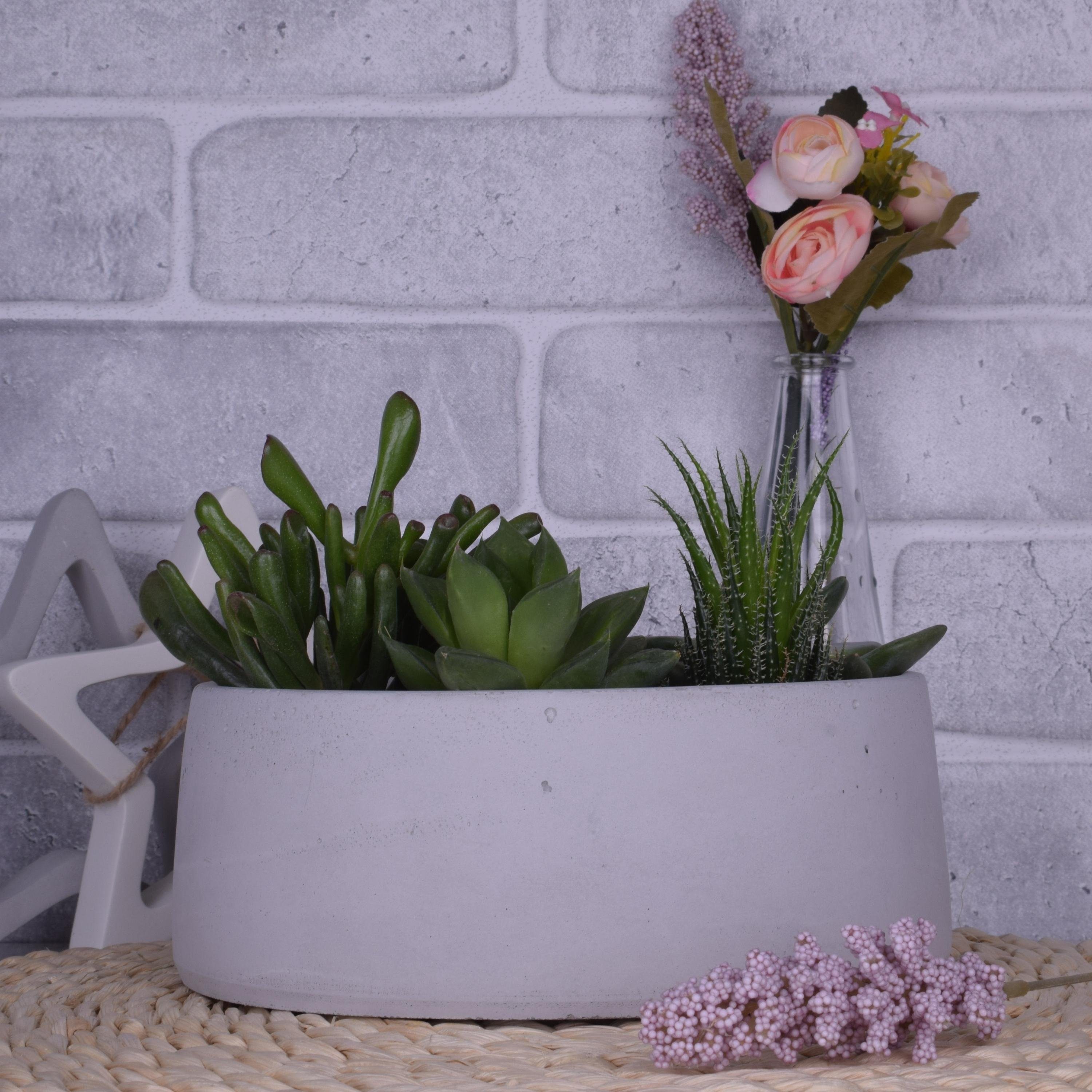 "Marie" grau Blumentopf TIVENDIS Ø20cm aus Beton Design Dekoschale