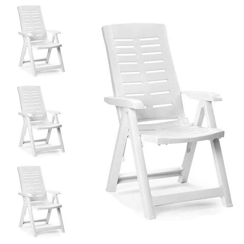 Mojawo Armlehnstuhl 4 Stück Klappstuhl Kunststoff Weiß 5-Positionen