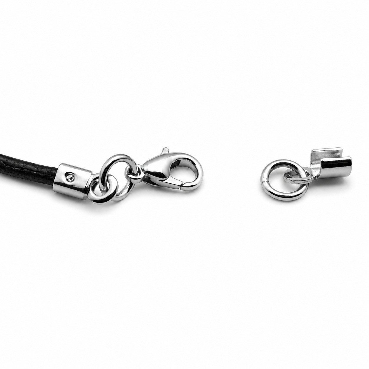 unbespielt Lederband Lederband Schwarz Karabinerverschluss Silberfarben Länge 1m kürzbar, Modeschmuck für Damen und Herren – Bild 4 von 4