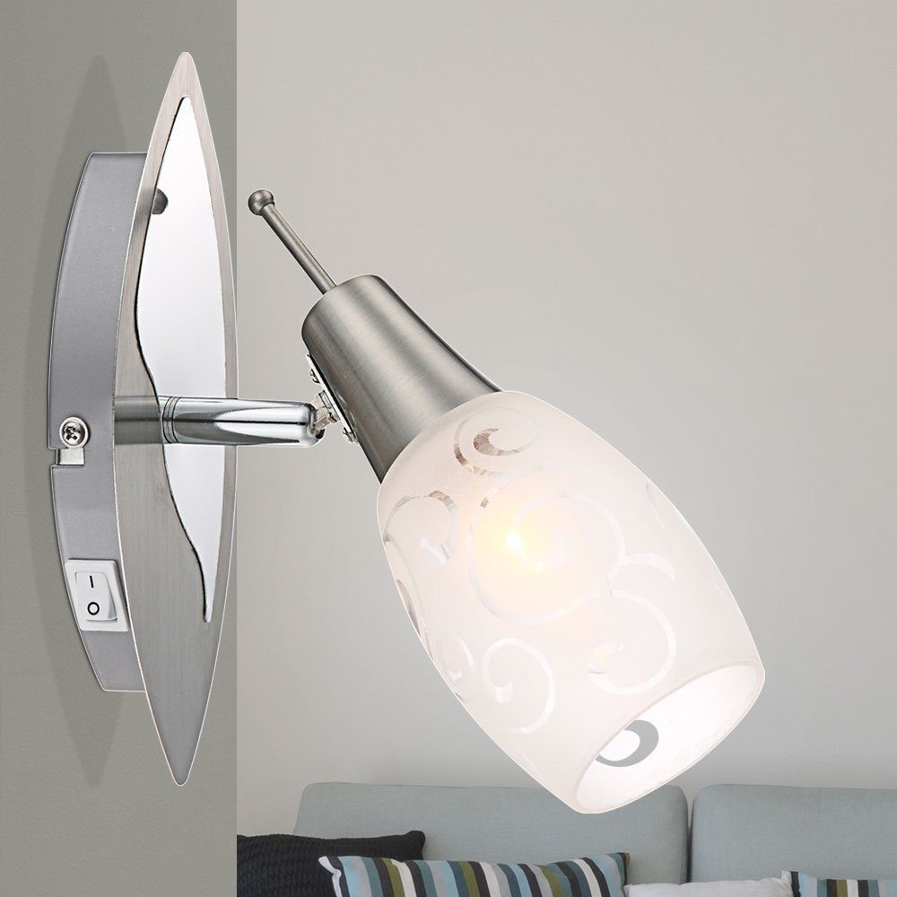etc-shop LED Gartenstrahler, Leuchtmittel nicht inklusive, Wand Spot Lampe Leuchte Metall Nickel Matt Chrom Opal Schlaf Zimmer