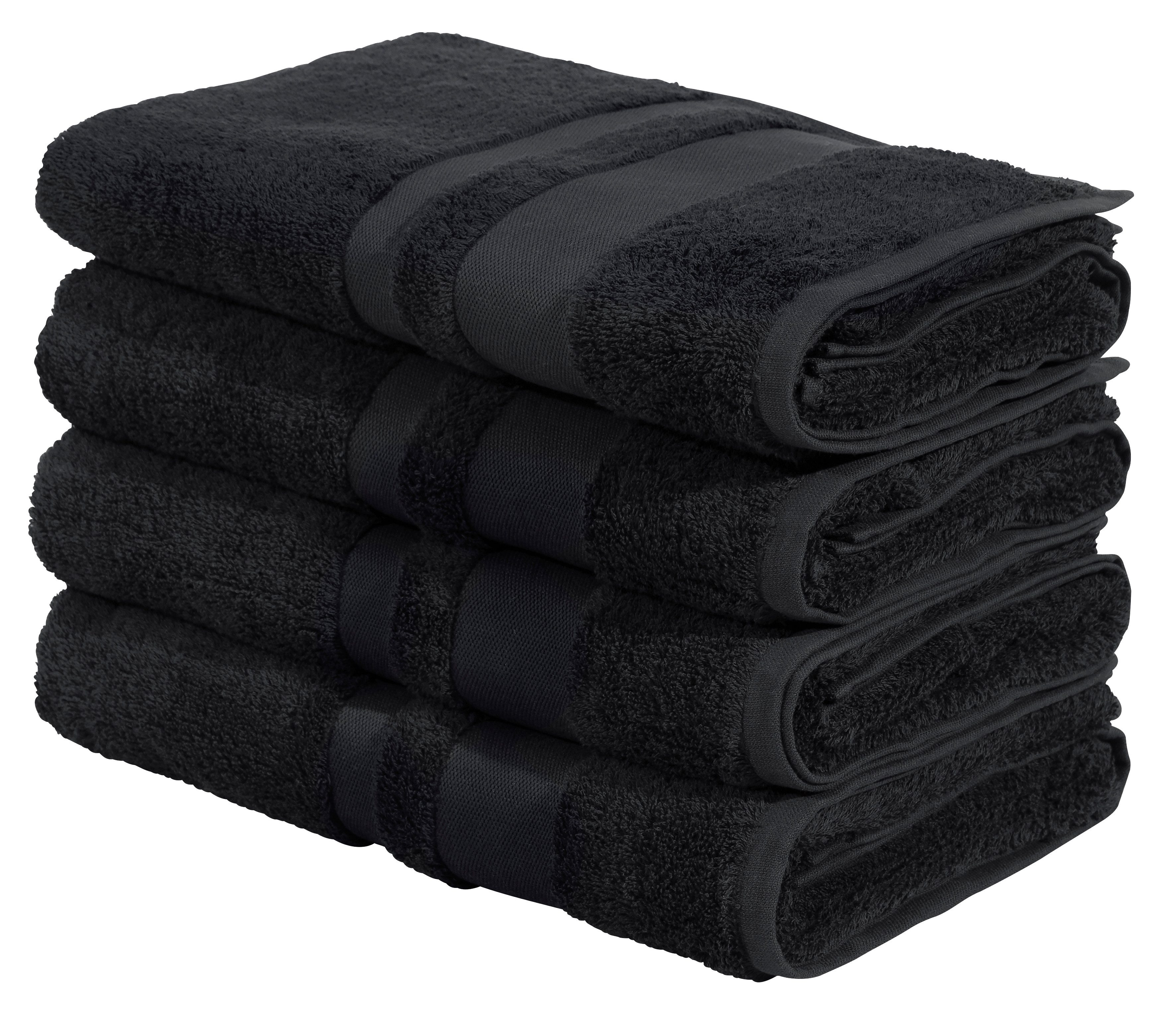 OTTO home Duschtücher Vanessa, 4 Duschtücher, 70x140cm, in Standard- und Premium-Qualität, Walkfrottee (Set, 4-St), Handtücher mit Bordüre, 100% Baumwolle, einfarbig, weich