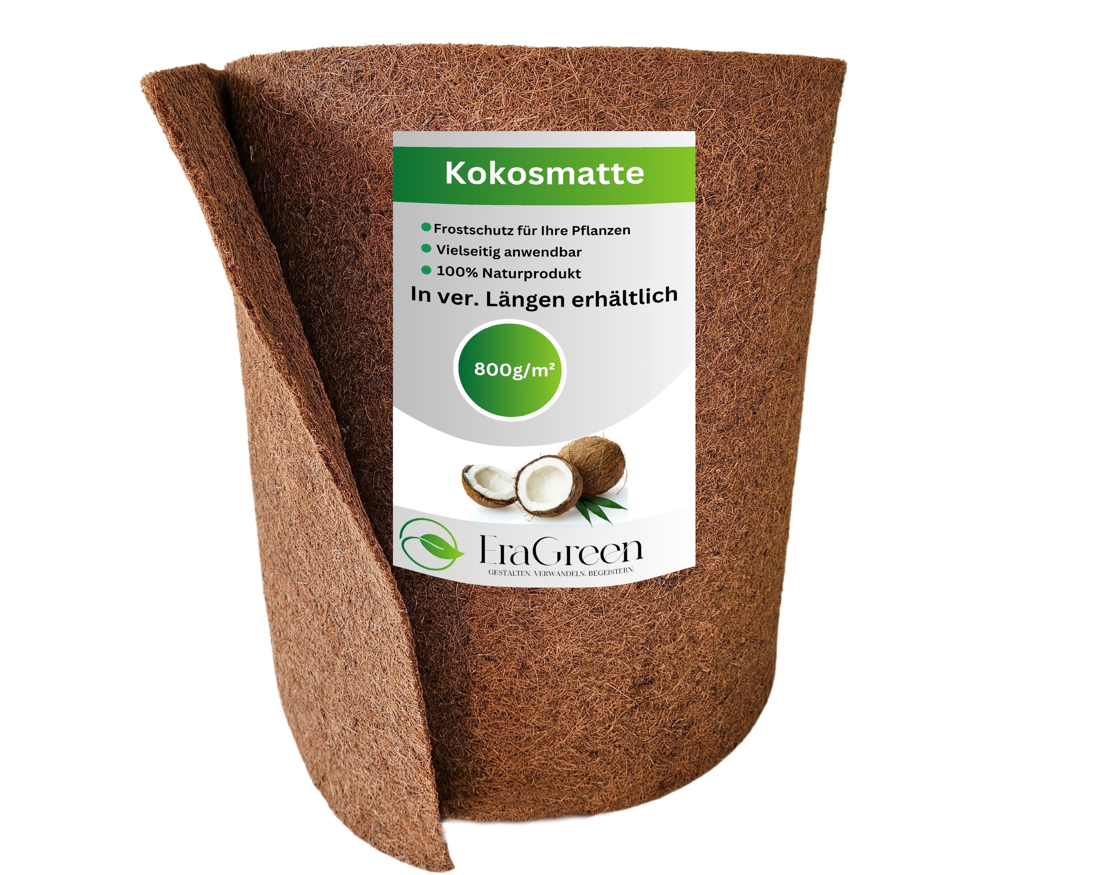 EraGreen Kokosmatte Kokosmatte 800g/m² 0,5m x 5m Winterschutz Pflanzen Kälteschutz Frosts, (Kokosmatte 800g/m² 0,5m x 5m, einseitig mit Naturlatex)