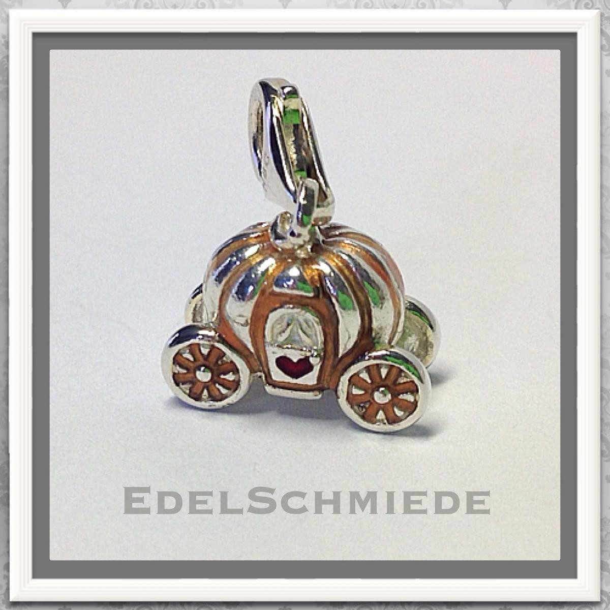 Charm-Einhänger Edelschmiede925 Charm Anhänger 925 Silber Märchenkutsche