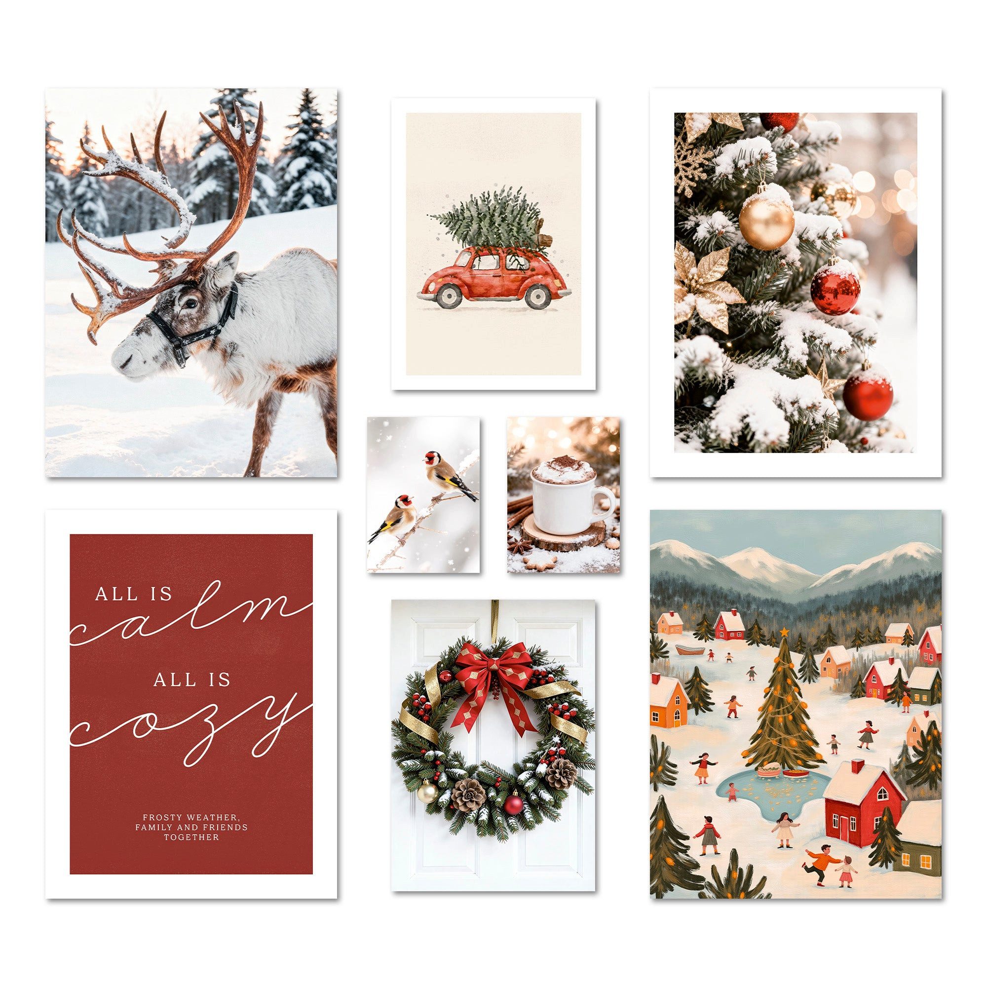 ARTFAVES Bilder-Collage Poster Set Christmas Holidays I mehrteilige Bilderwand I Wandbilder We, (Wandbilder modern, 8 St)