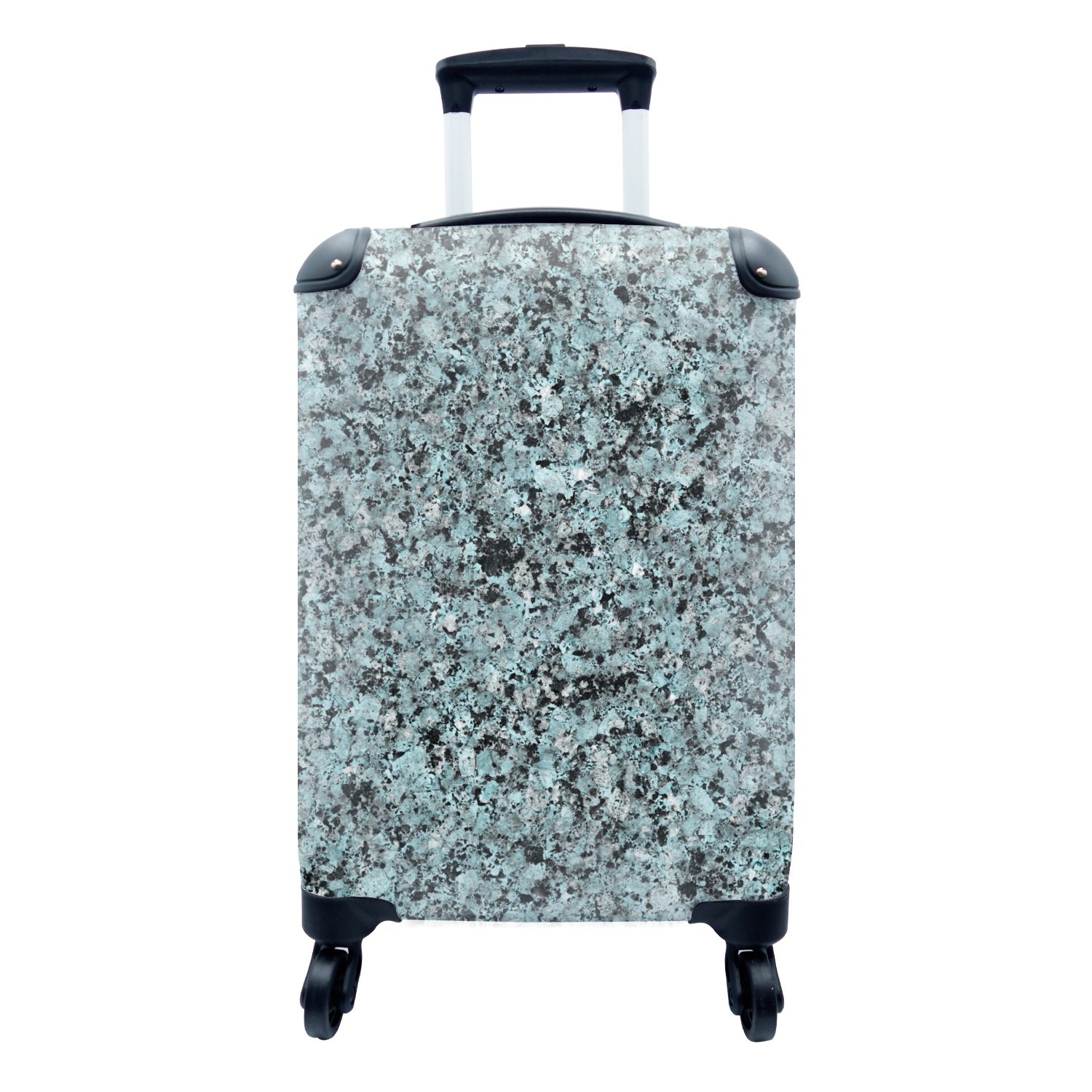 MuchoWow Handgepäckkoffer Kristall - Blau - Granit - Schwarz, 4 Rollen, Reisetasche mit rollen, Handgepäck für Ferien, Trolley, Reisekoffer