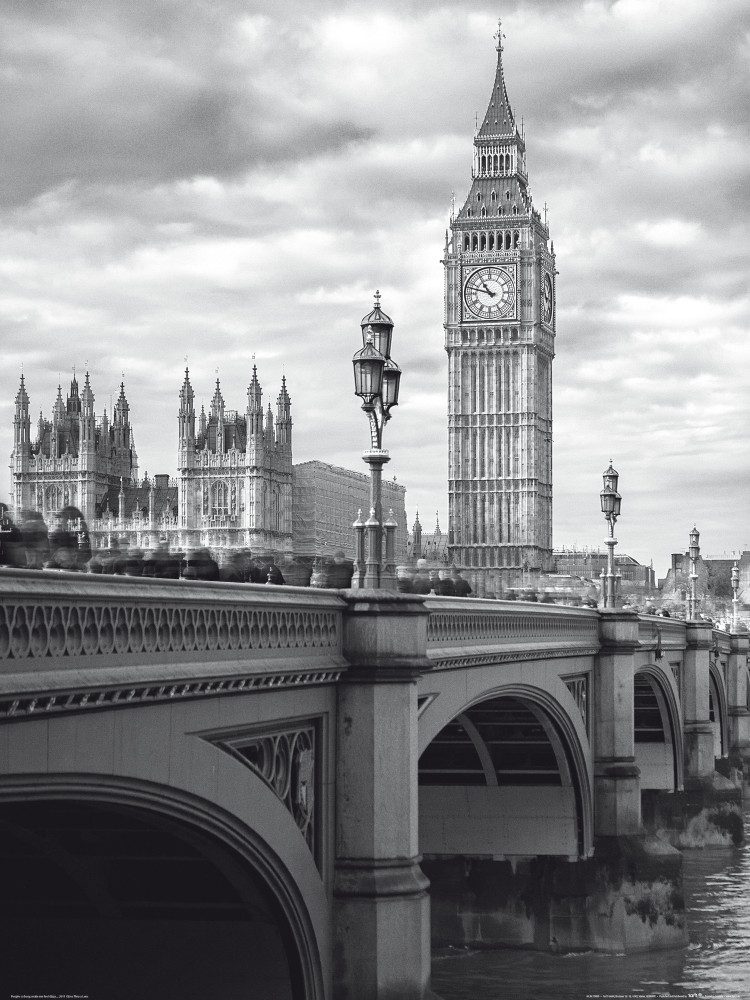 1art1 Poster London Kunstdruck Bild - Big Ben Und Westminster Bridge (80 x 60 cm)