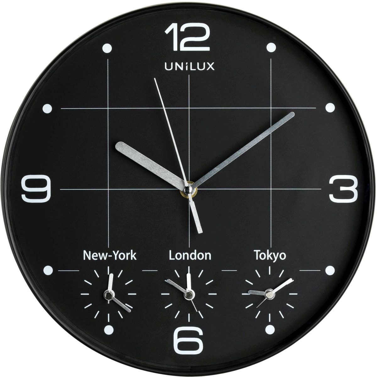 unilux Uhr Wanduhr On Time Kunststoff 30 cm schwarz