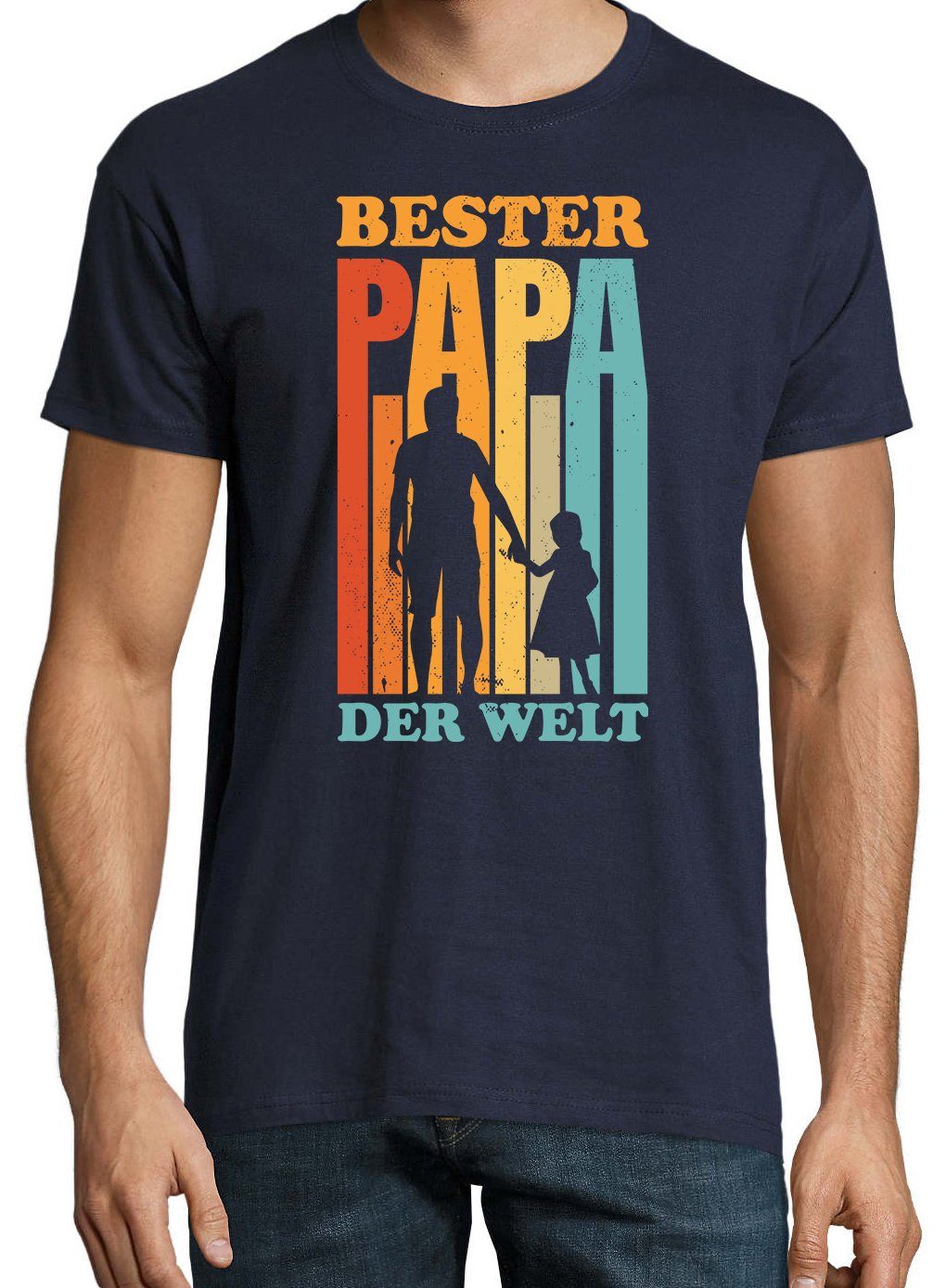 Print mit der T-Shirt "Bester Youth Navy T-Shirt Designz Papa Welt" Herren Spruch