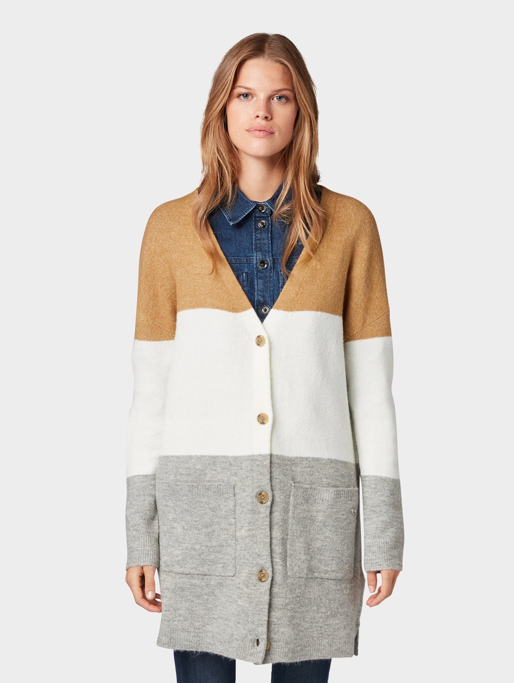 TOM TAILOR Denim Cardigan mit Cardigan Colourblocking