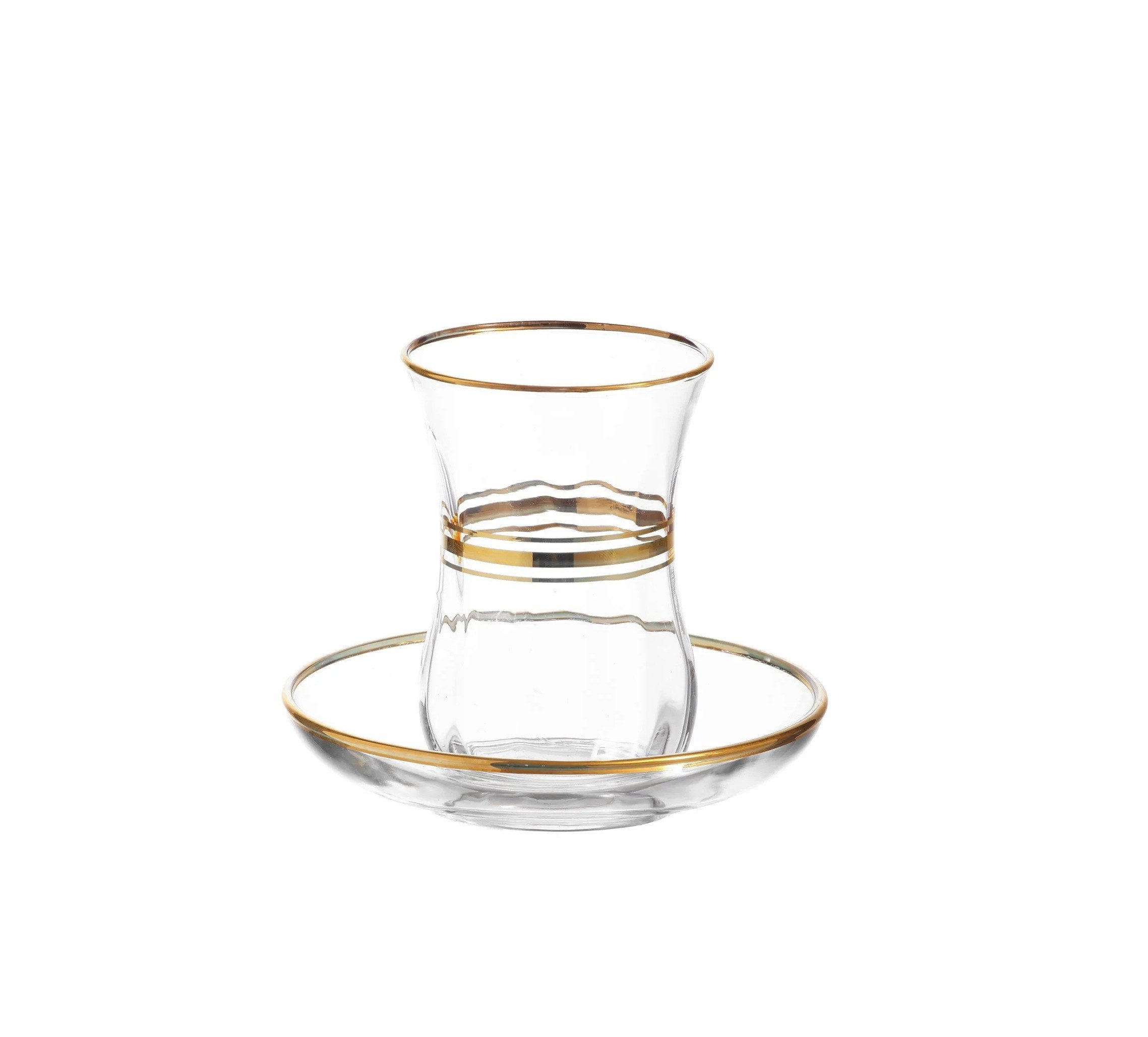 LAV Teeglas Set mit goldenen Akzenten - 12-teilig, 115 ml - elegant & modern, 6-tlg., Glas, 6-teilig, 115 ml