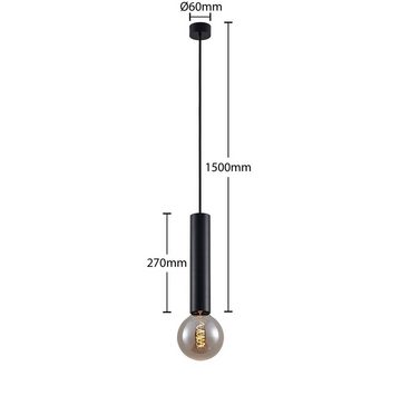 Arcchio Hängeleuchte Padilum, dimmbar, Leuchtmittel nicht inklusive, Modern, Aluminium, Schwarz, 1 flammig, E27, Deckenlampe