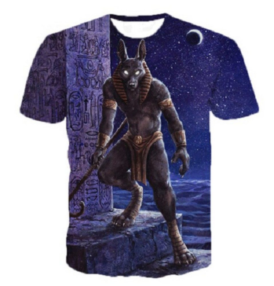 T-Shirt 3D-Druck T-Shirt (Unisex/Rundhals) - Anubis Gott des Todes (Ägypten)