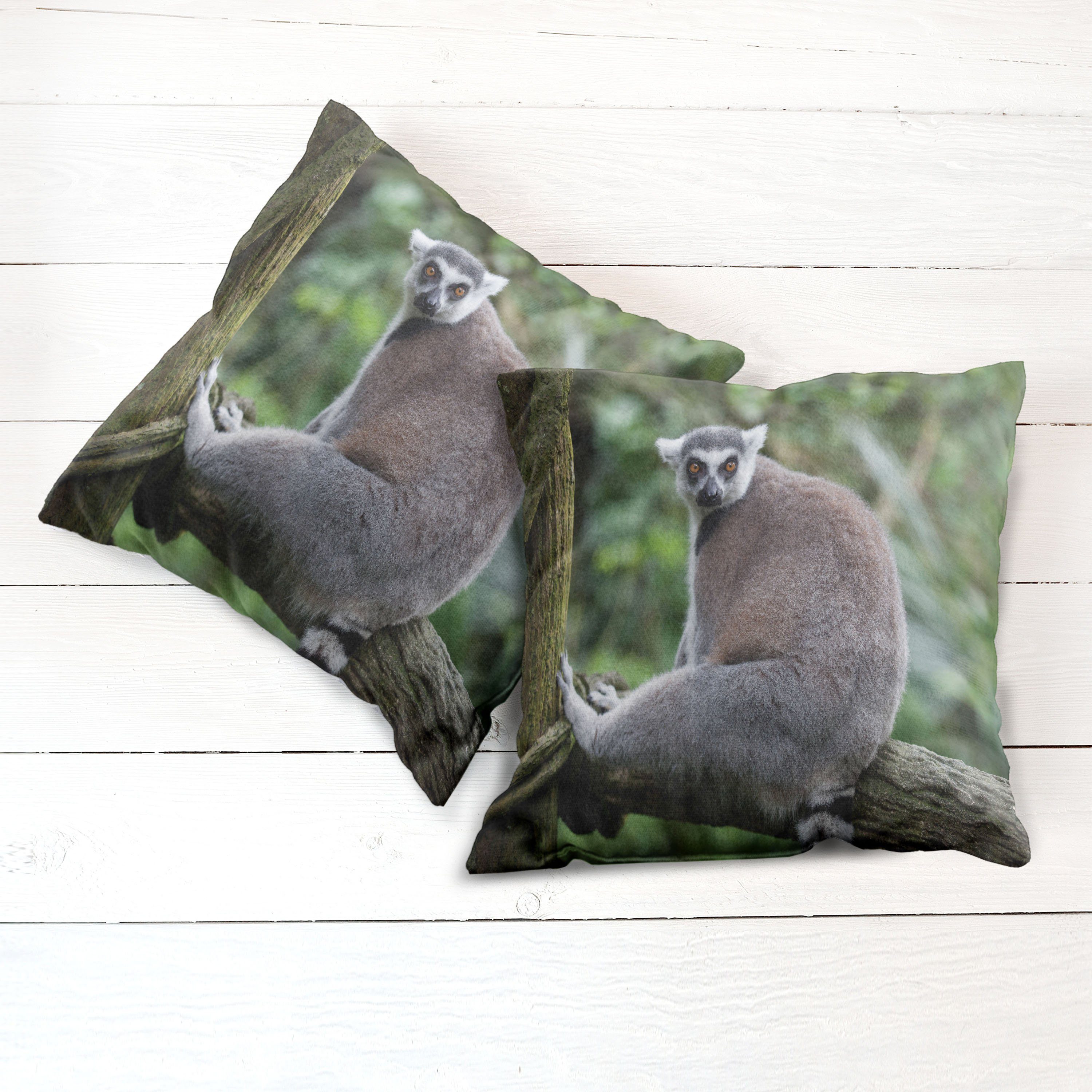 Kissenbezüge Modern Accent Doppelseitiger Digitaldruck, von Lemur (2 Säugetiere Madagaskar Abakuhaus Stück), Foto