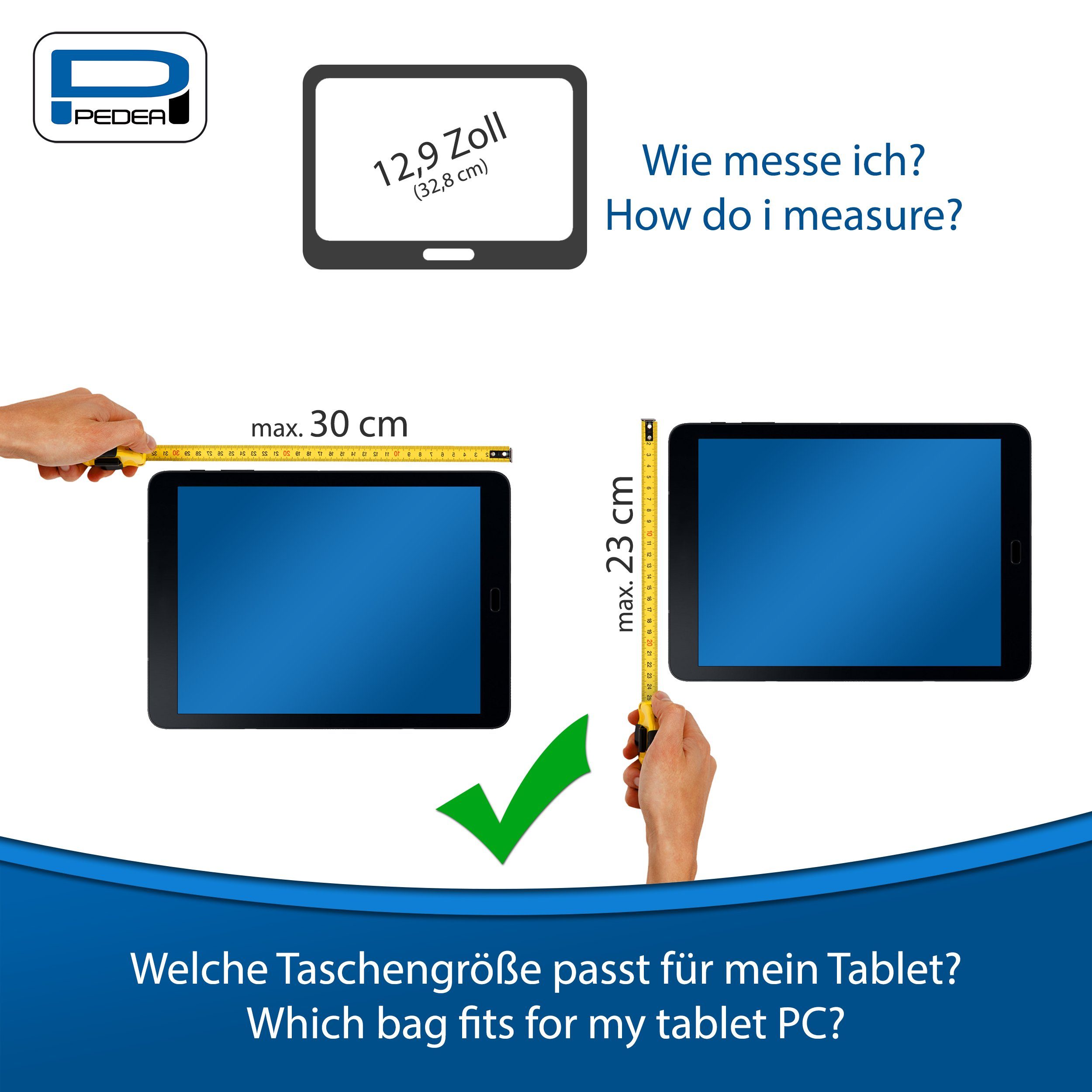 PEDEA Tablettasche FASHION Tablet Hülle mit Polsterung 12,9 / 13 Zoll, Gepolstert mit weichem Innenfutter