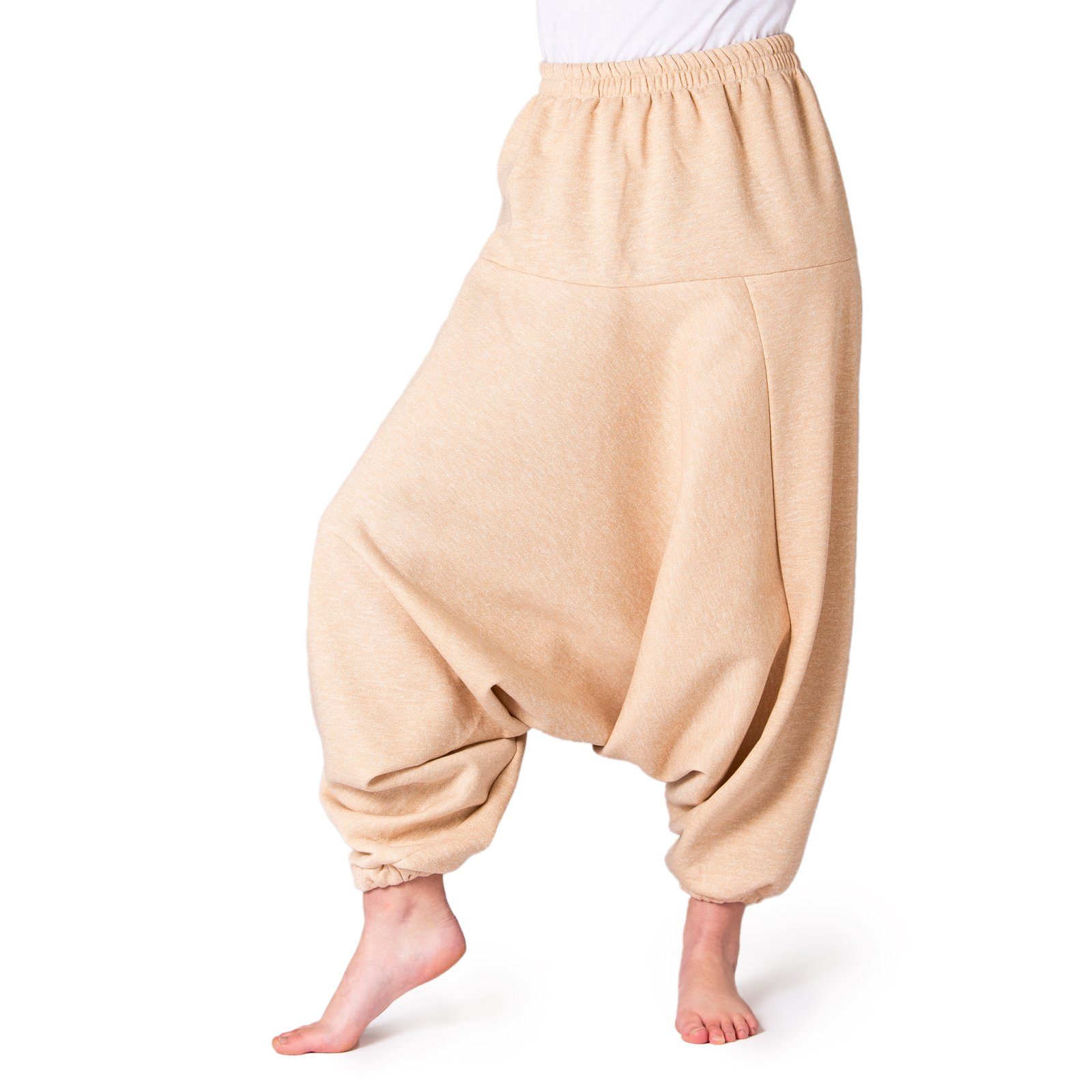 als fürs Chillhose aus Herbst oder Baumwollhose gefütterte Jogginghosen-Stoff Beige Sofa bequeme Aladinhose Relaxhose PANASIAM warm für Homeoffice und Winter