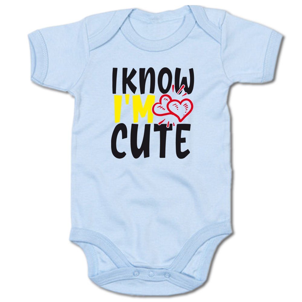G-graphics Kurzarmbody Baby Body - I know I´m cute mit Spruch / Sprüche • Babykleidung • Geschenk zur Geburt / Taufe / Babyshower / Babyparty • Strampler