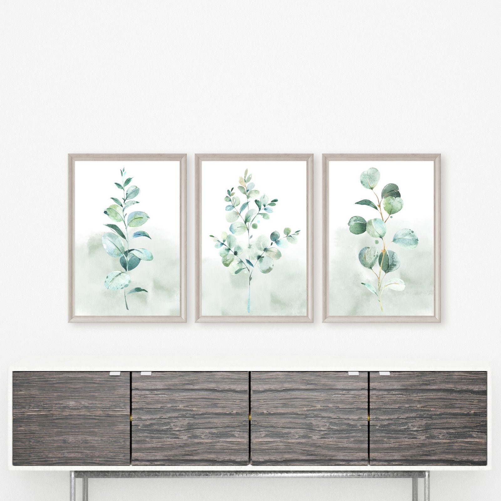 homestyle-accessoires Poster Bilder Set Bilderset Wandbilder EUCALYPTUS TRIO AQUARELLE 3er, - OHNE BILDERRAHMEN - Sorgfältige & sichere Verpackung – Bild 3 von 5