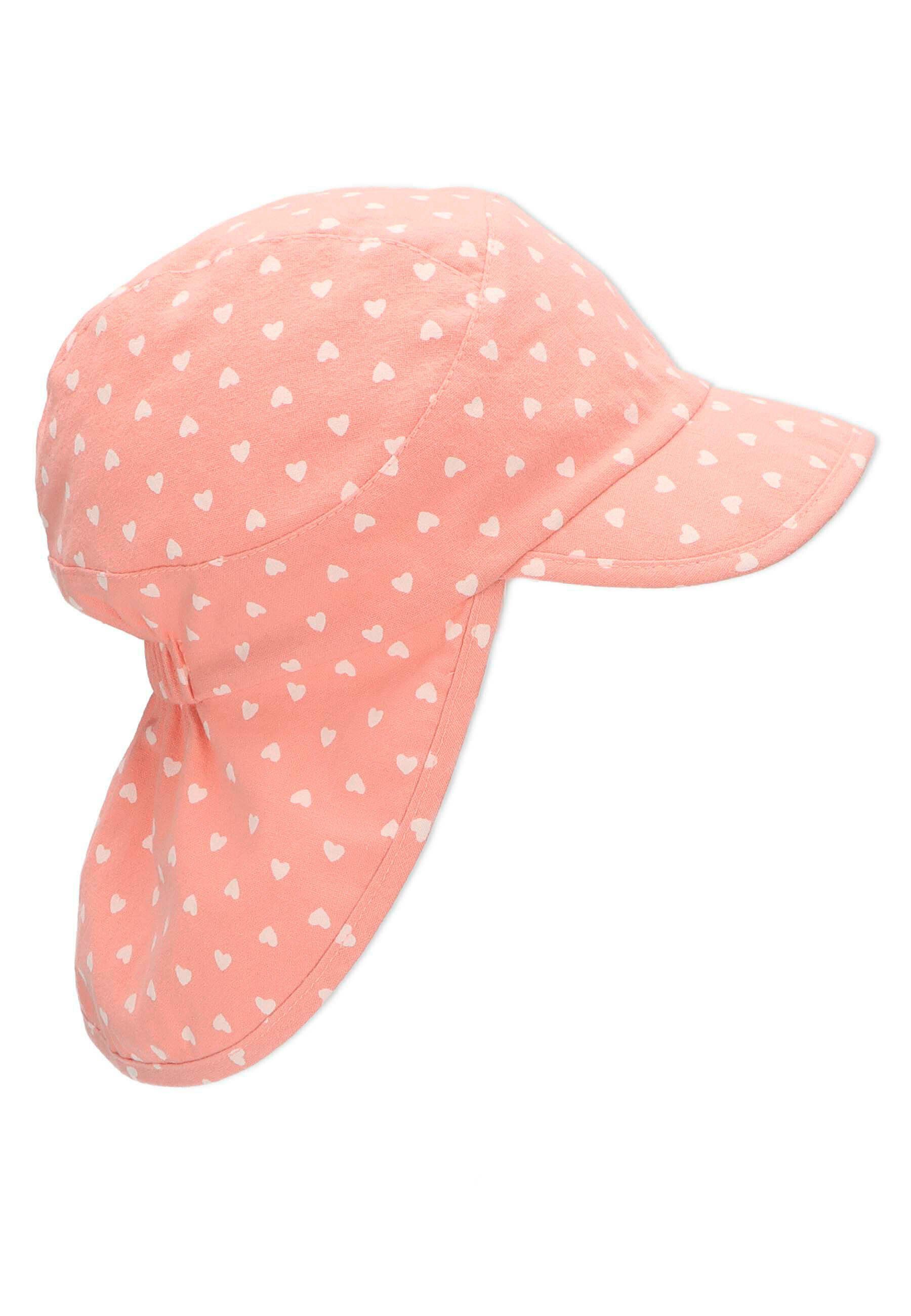 Sterntaler® Schirmmütze Schirmmütze mit Nackenschutz aus UV-Schutz (1-St., Sonnenschutz mit Kinderhut UV-Popeline 50+ Kinder) rosé Sommermütze Bindeband idealer helles und für