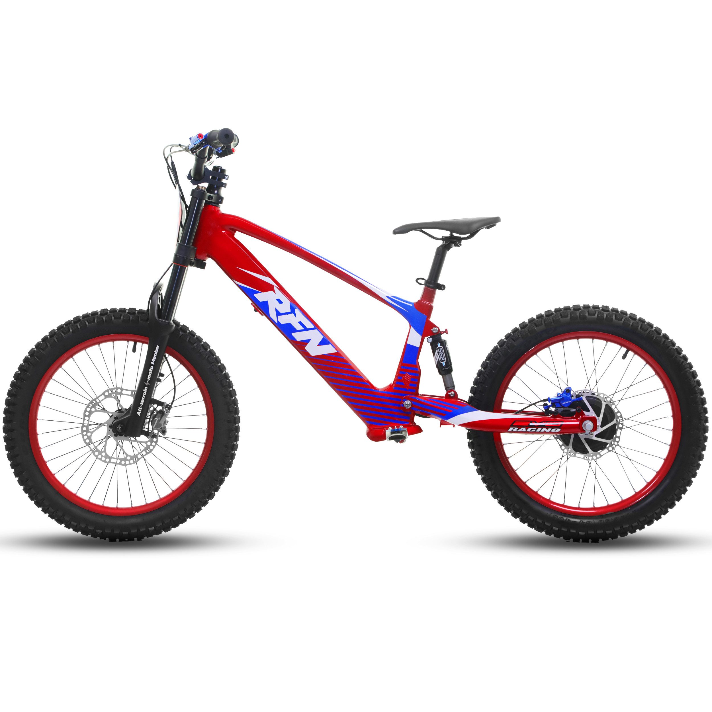 RFN Elektro-Kindermotorrad EVO20 E-Motorrad, 20 Zoll, 750W, Hydraulik-Bremsen, Offroad-Reifen, Belastbarkeit 70 kg, Jugend-Dirtbike für ab 12 Jahre, 35km/h, 36V Akku, 52,5Nm
